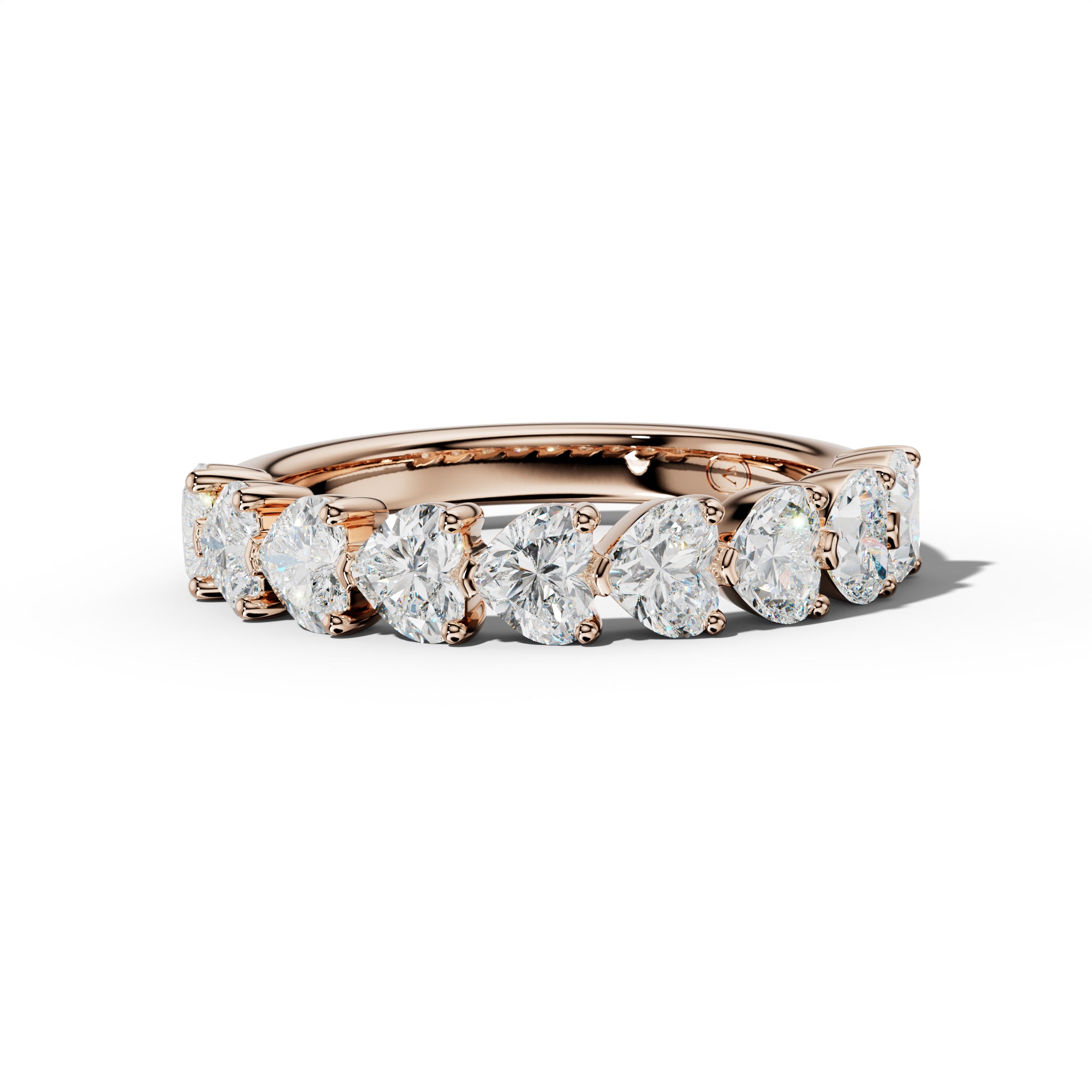 2.0 Carat East West Heart Diamond Half Anniversary Band Shared Prong  Low-Set Design