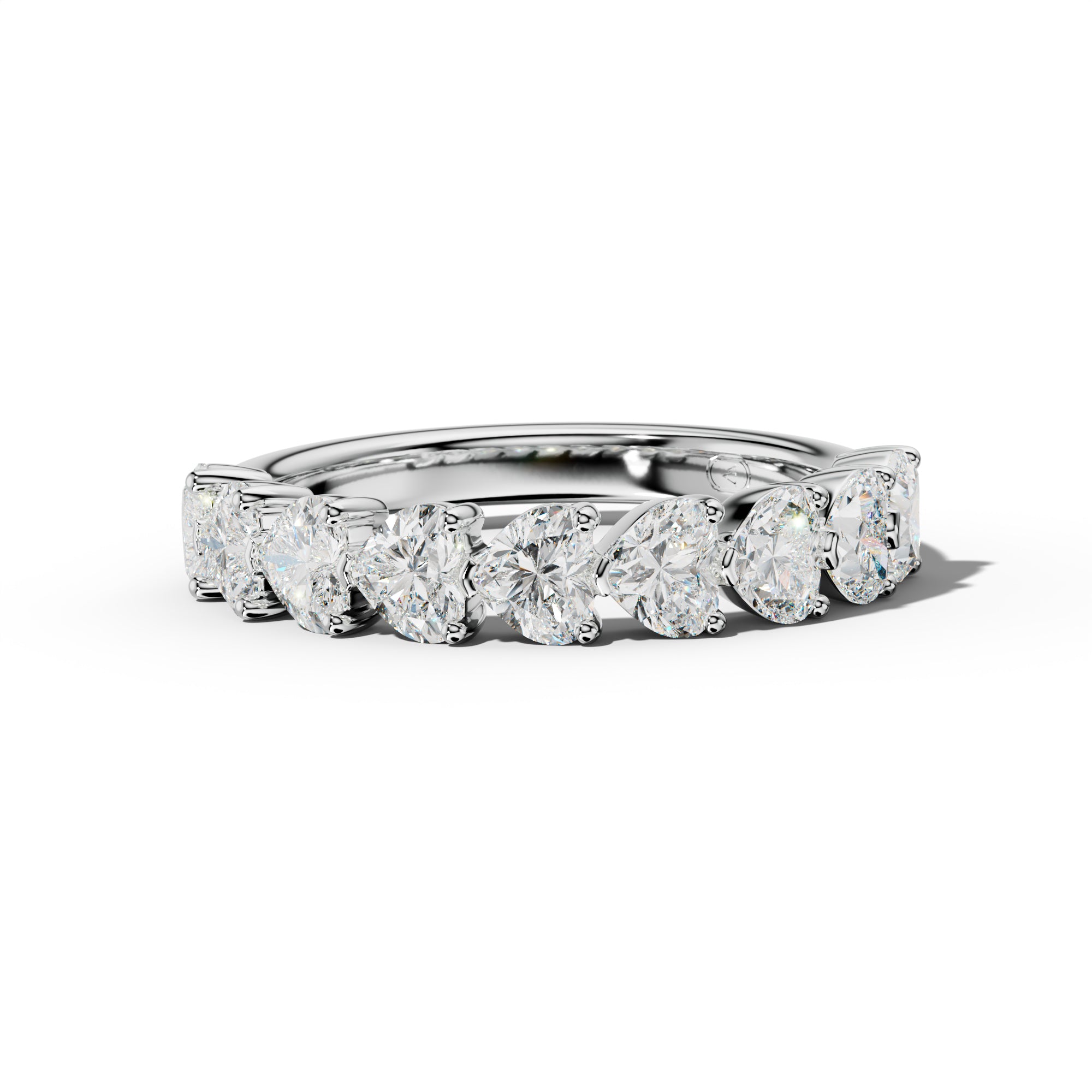 2.0 Carat East West Heart Diamond Half Anniversary Band Shared Prong  Low-Set Design