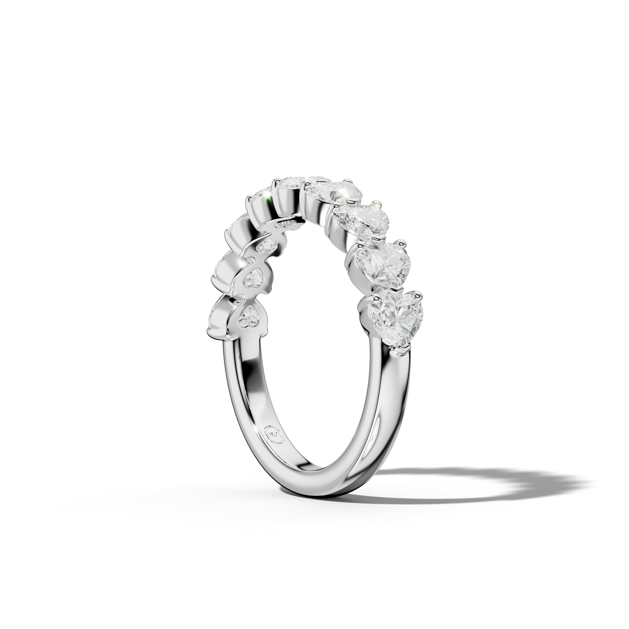 2.0 Carat East West Heart Diamond Half Anniversary Band Shared Prong  Low-Set Design
