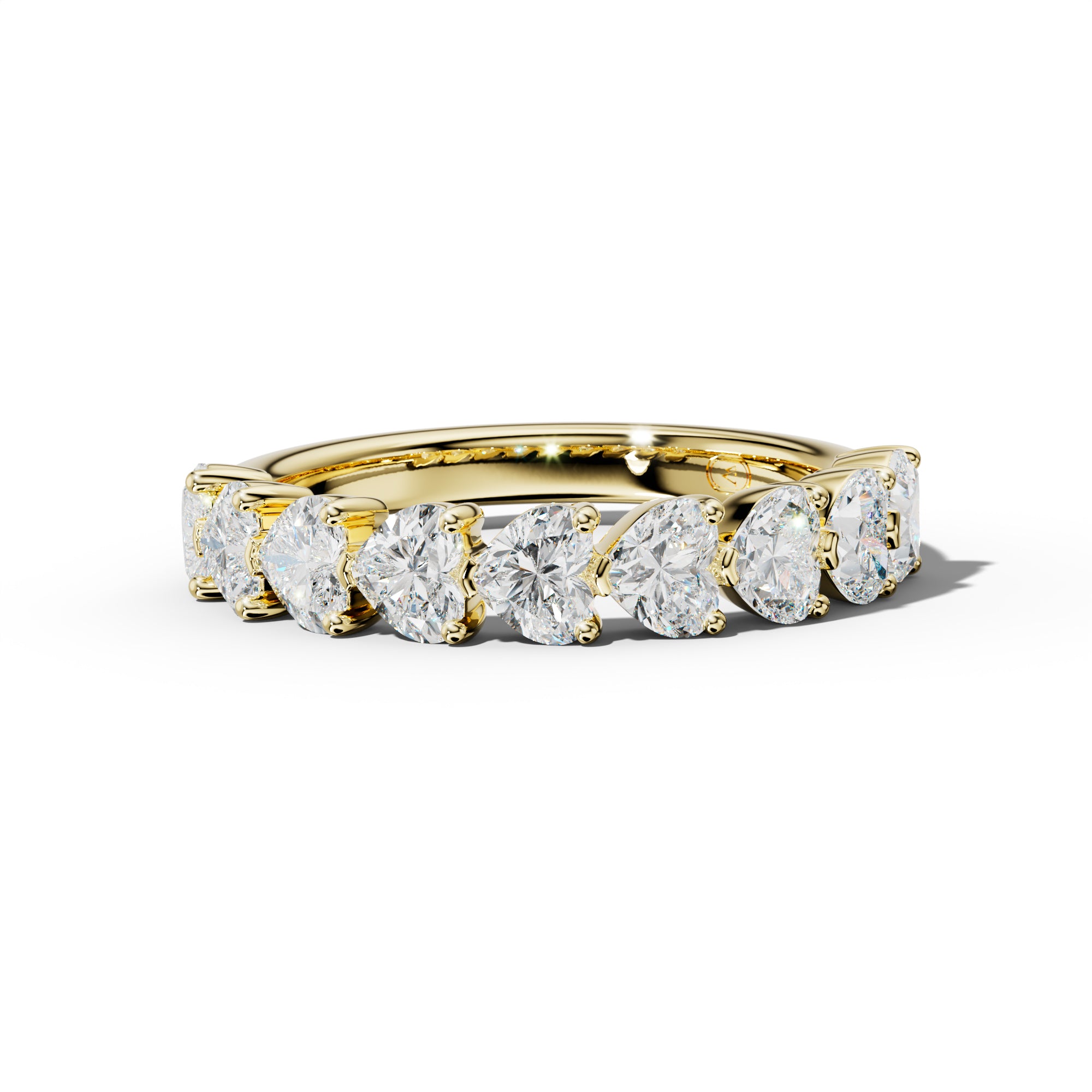 2.0 Carat East West Heart Diamond Half Anniversary Band Shared Prong  Low-Set Design