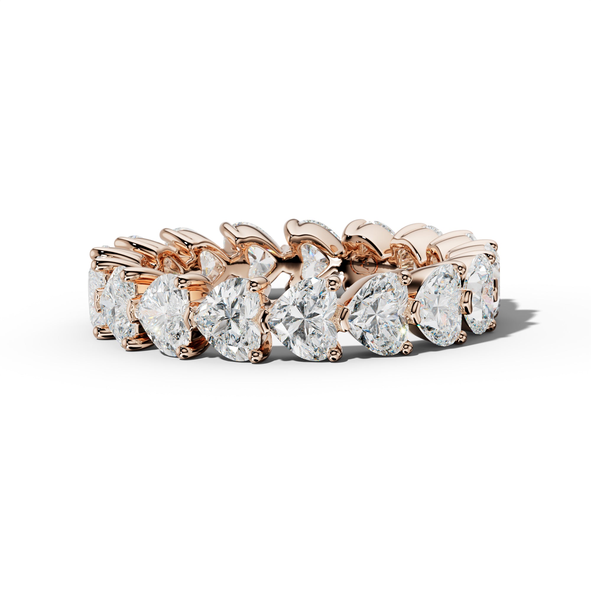 5.0 Carat East West Heart Diamond Eternity Band Shared Prong  Low-Set Design