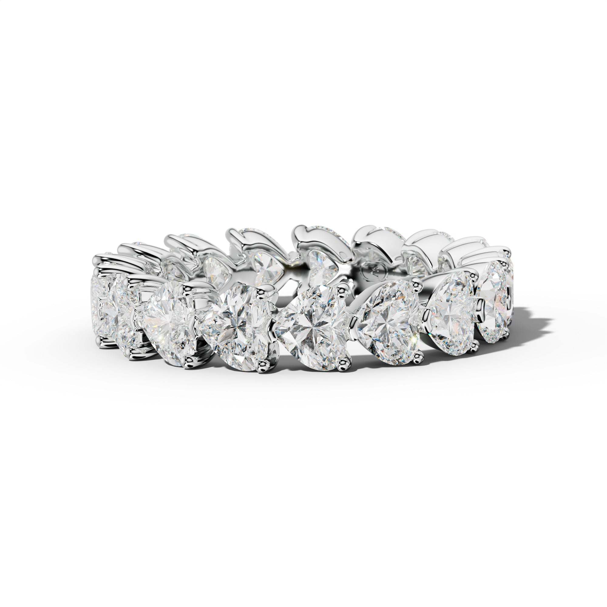 5.0 Carat East West Heart Diamond Eternity Band Shared Prong  Low-Set Design