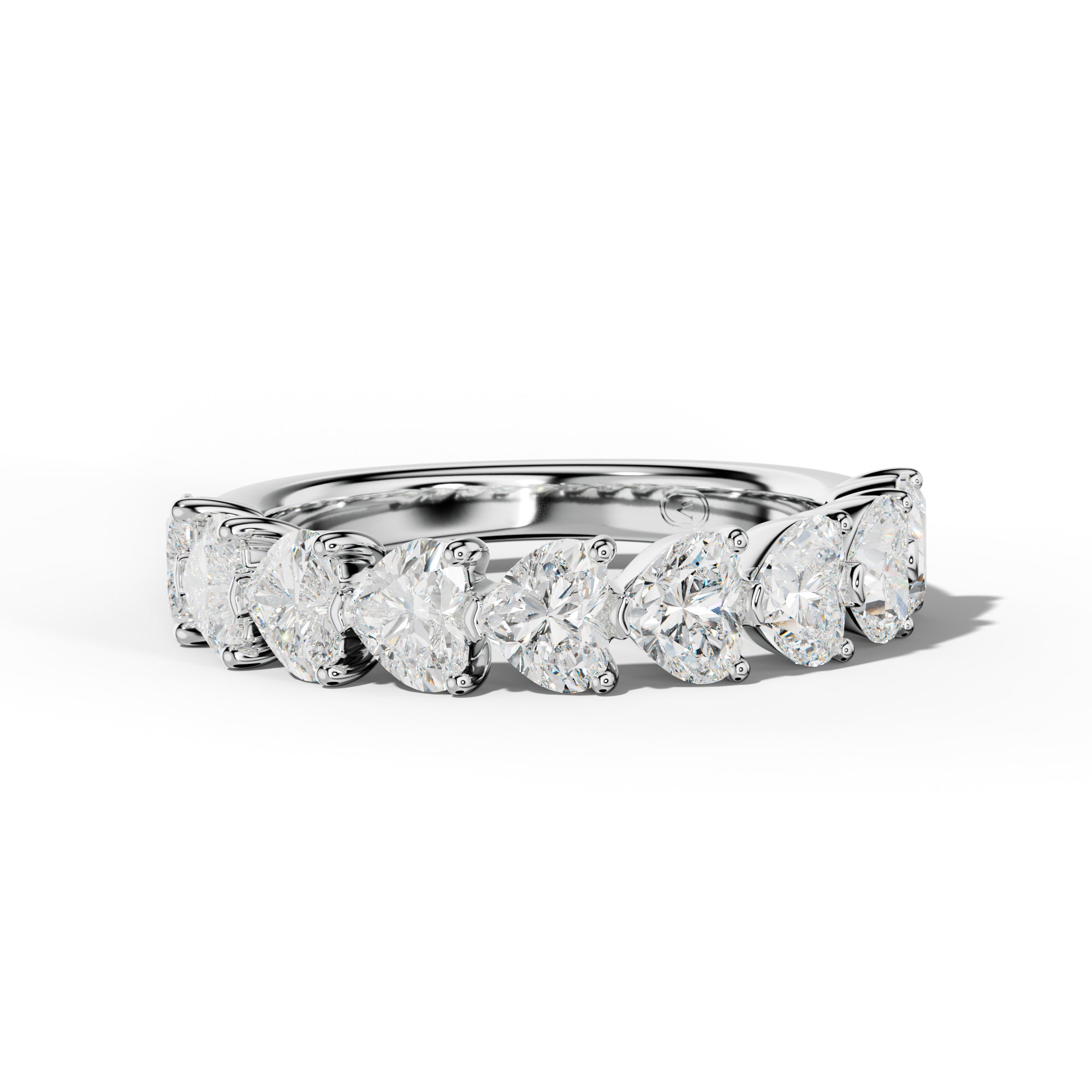 3.0 Carat East West Heart Diamond Half Anniversary Band Shared Prong  Low-Set Design