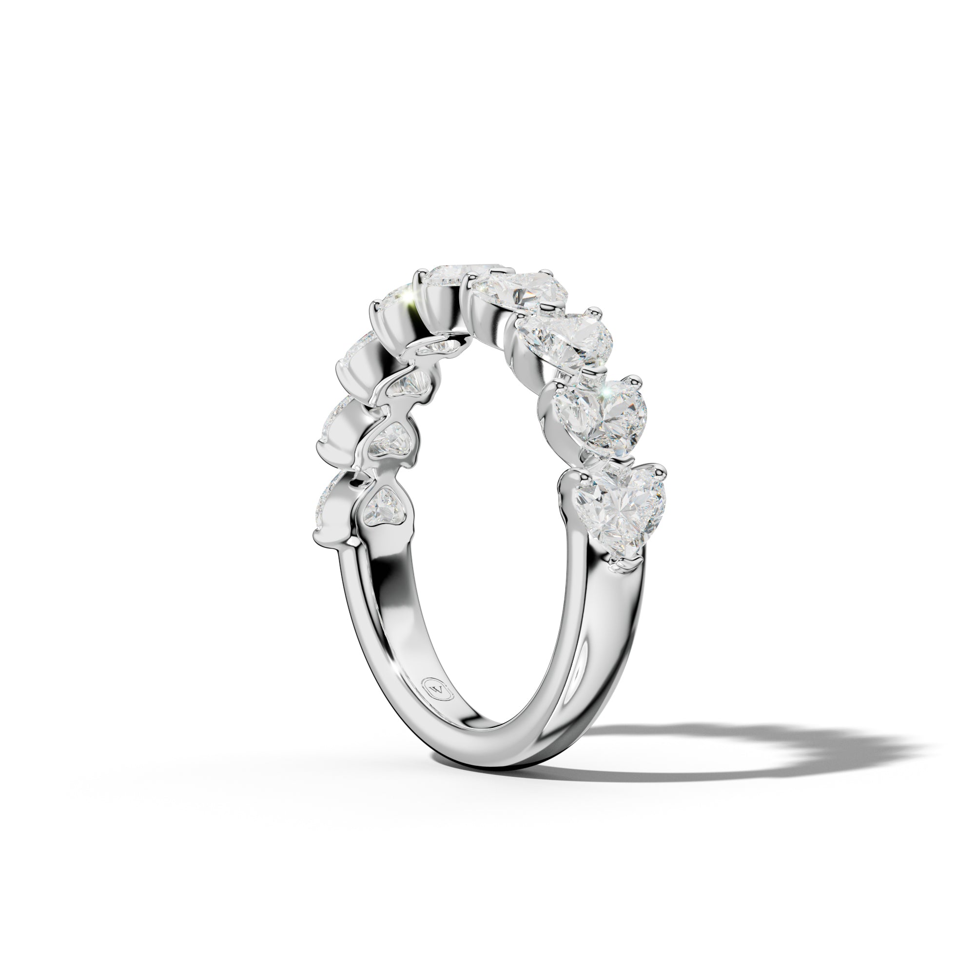 3.0 Carat East West Heart Diamond Half Anniversary Band Shared Prong  Low-Set Design