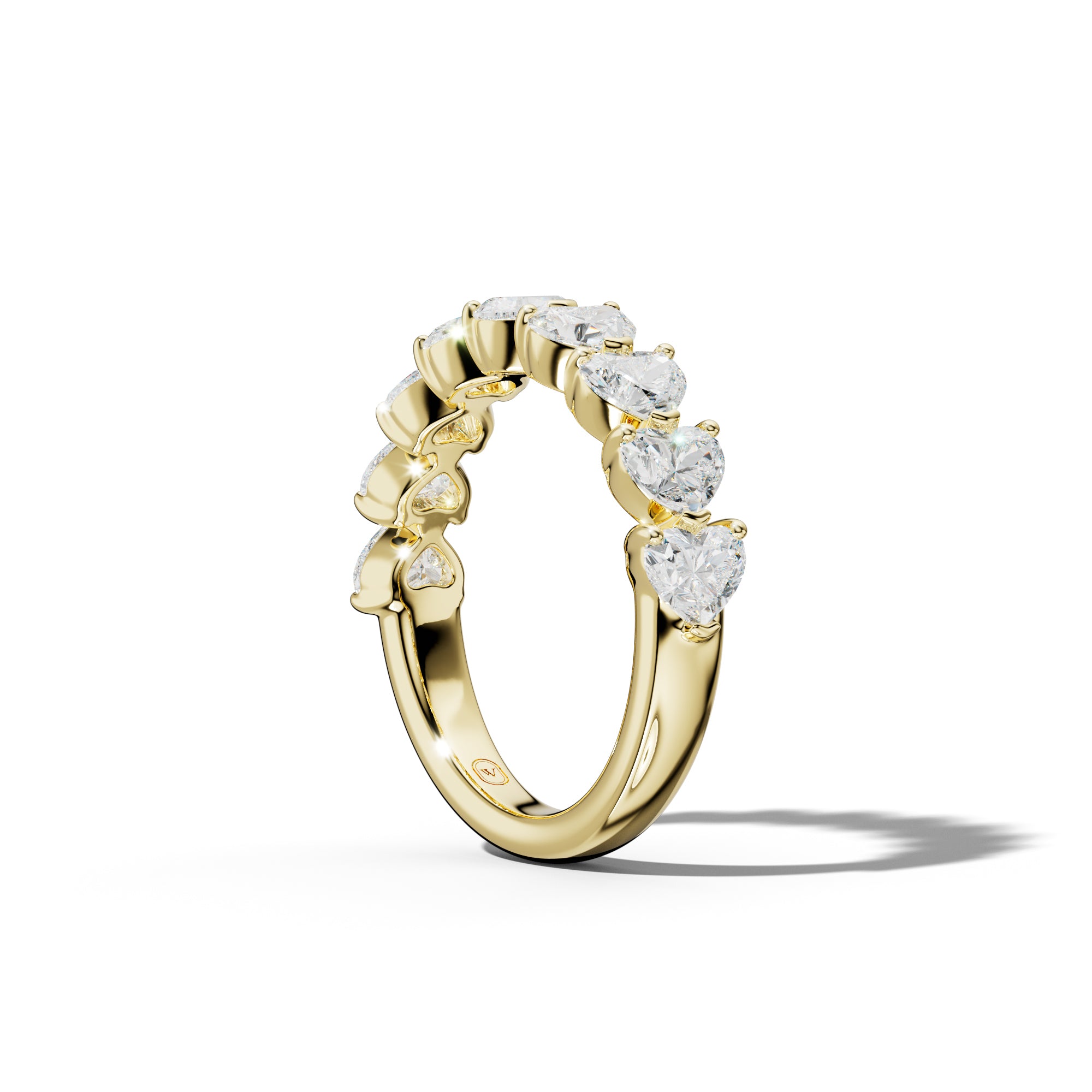 3.0 Carat East West Heart Diamond Half Anniversary Band Shared Prong  Low-Set Design