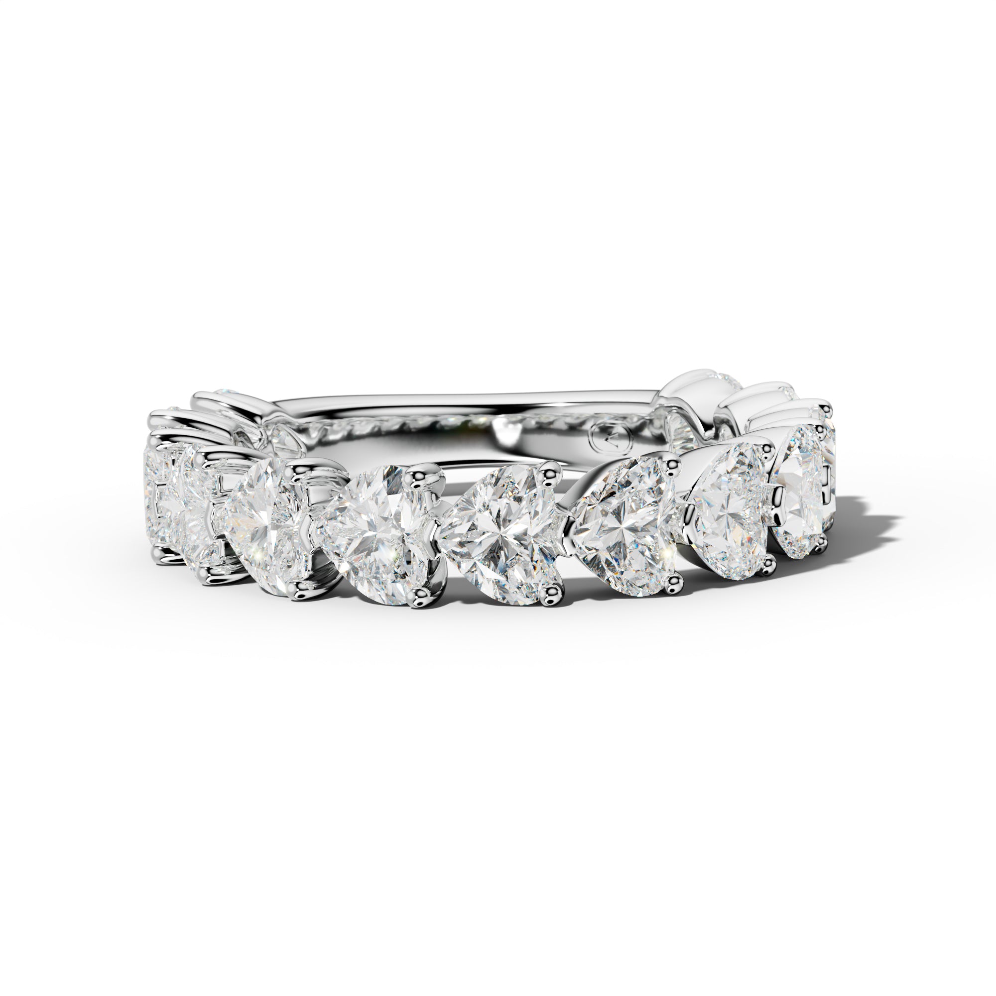 4.0 Carat East West Heart Diamond 3/4 Anniversary Band Shared Prong  Low-Set Design