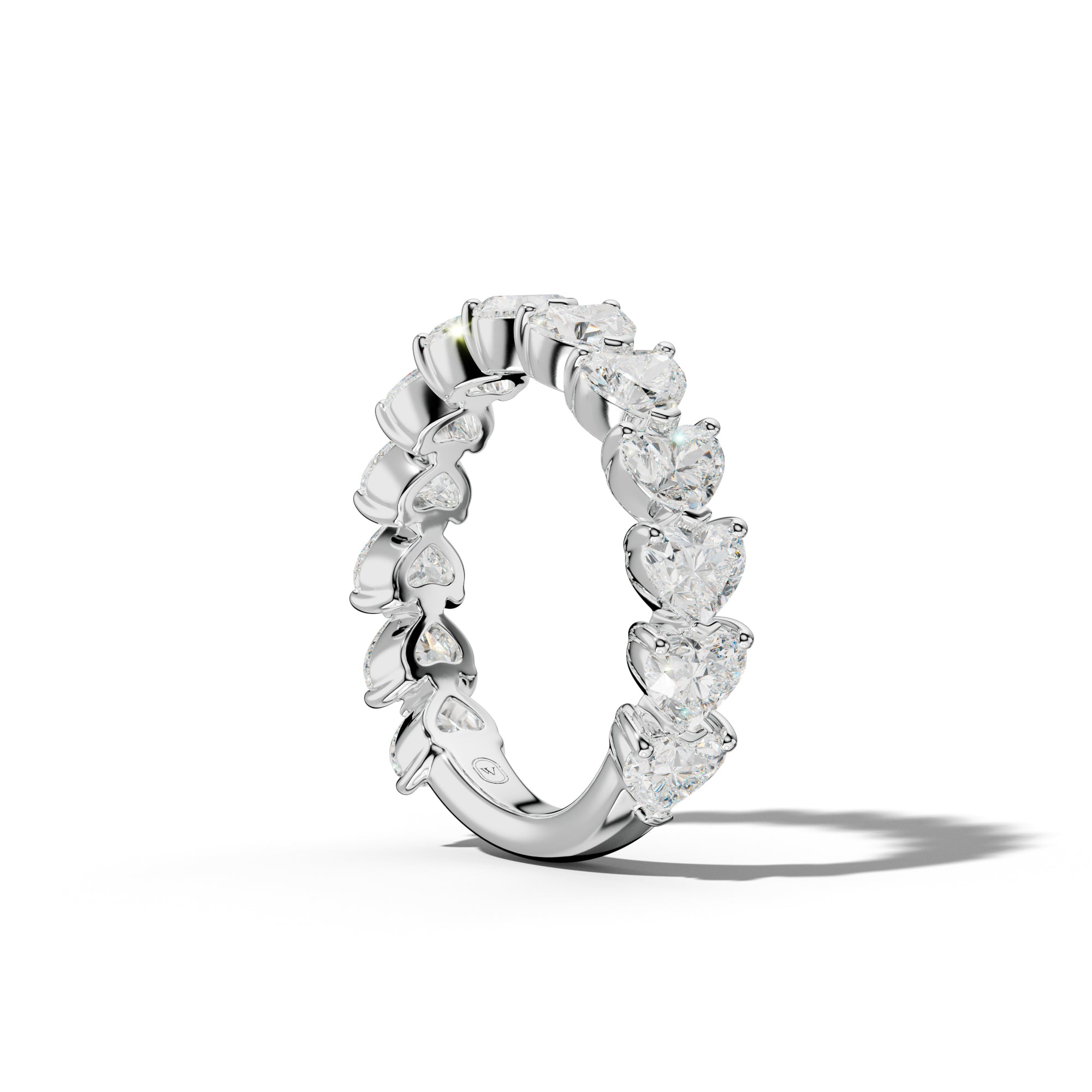 4.0 Carat East West Heart Diamond 3/4 Anniversary Band Shared Prong  Low-Set Design
