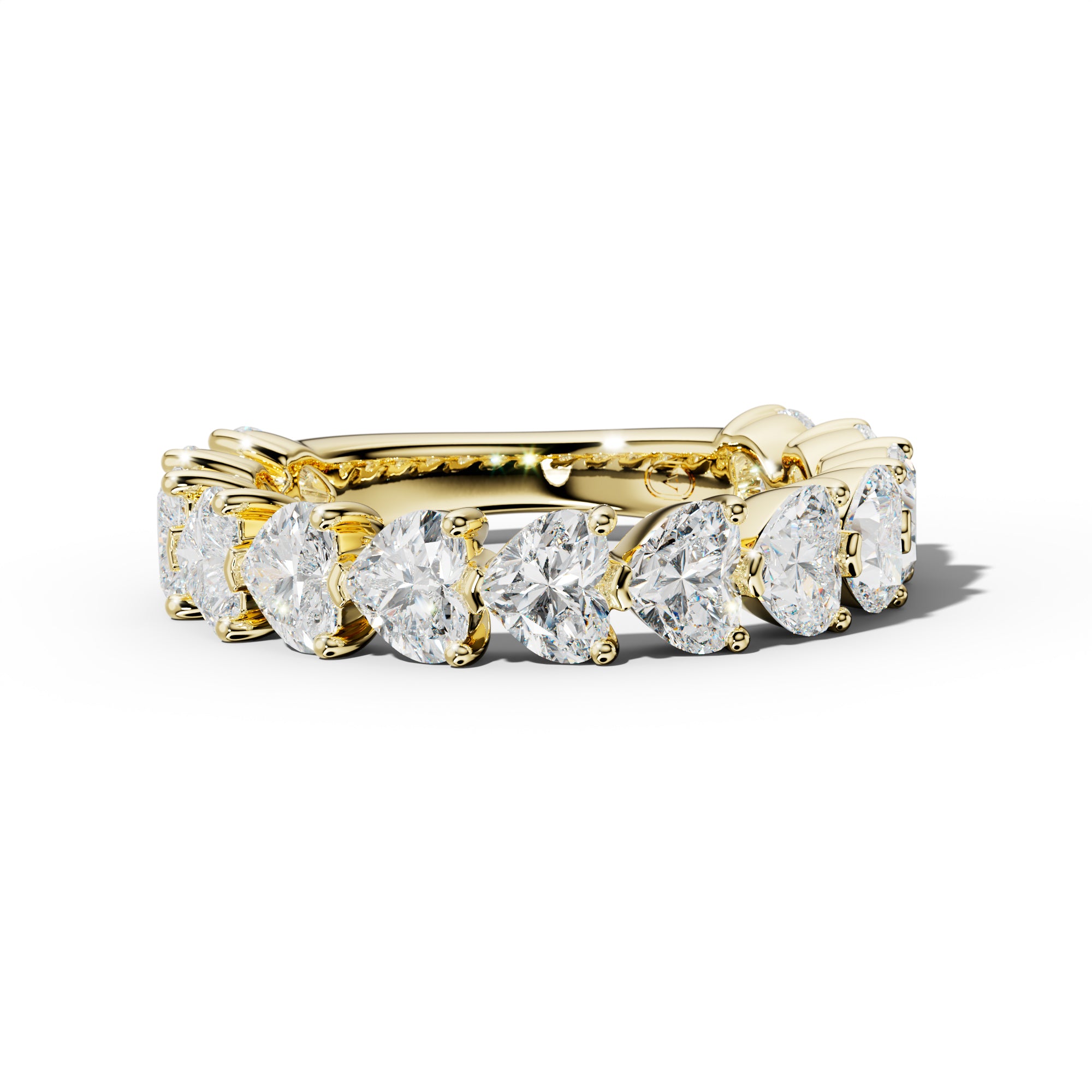 4.0 Carat East West Heart Diamond 3/4 Anniversary Band Shared Prong  Low-Set Design