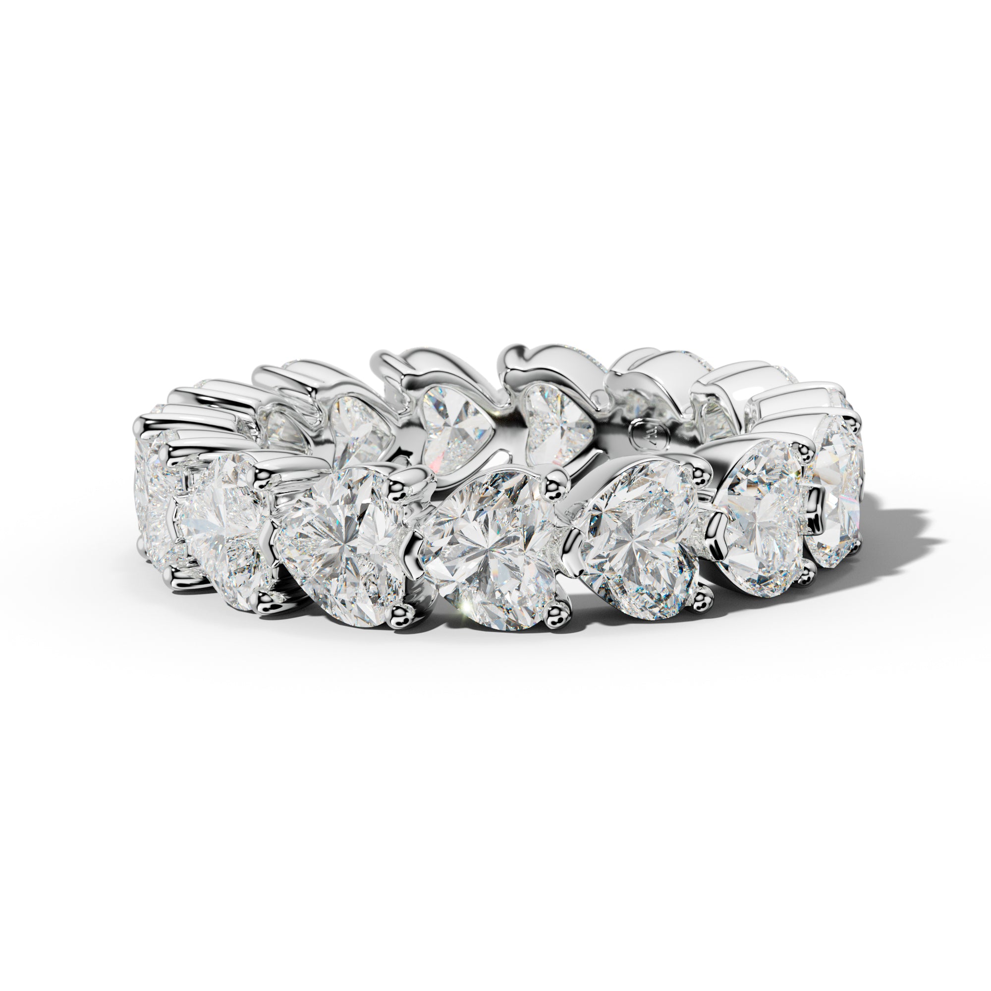 7.0 Carat East West Heart Diamond Eternity Band Shared Prong  Low-Set Design