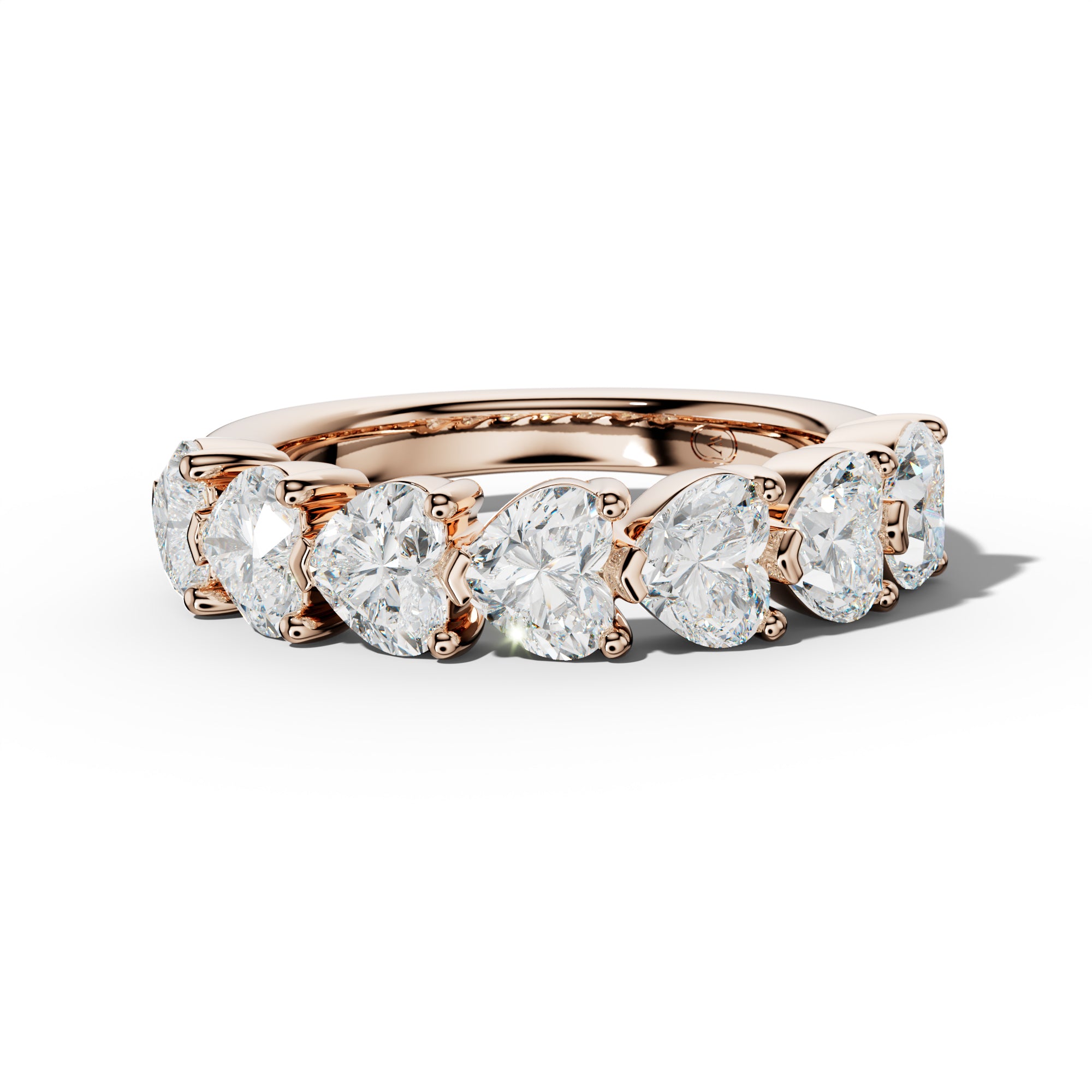 4.0 Carat East West Heart Diamond Half Anniversary Band Shared Prong  Low-Set Design