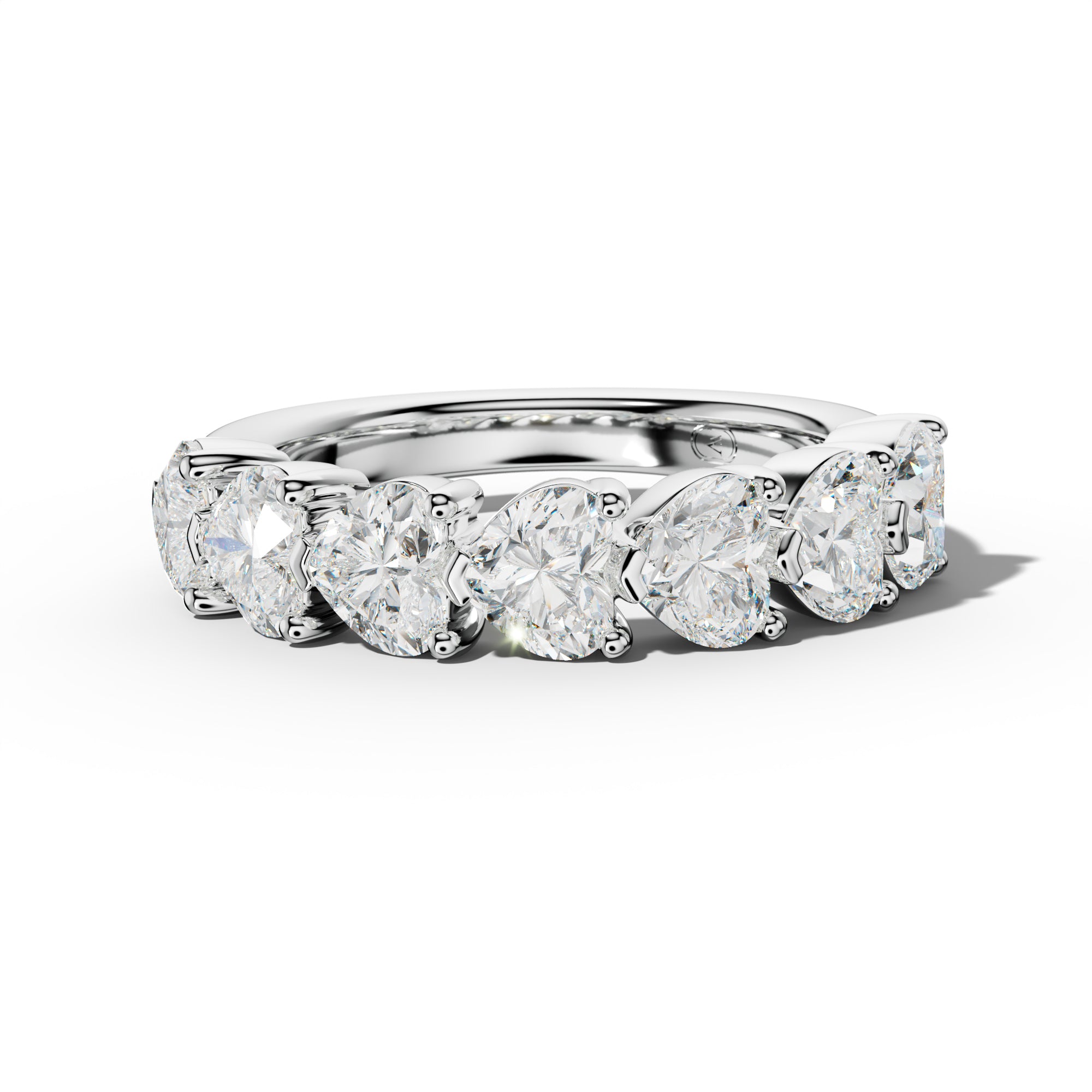 4.0 Carat East West Heart Diamond Half Anniversary Band Shared Prong  Low-Set Design