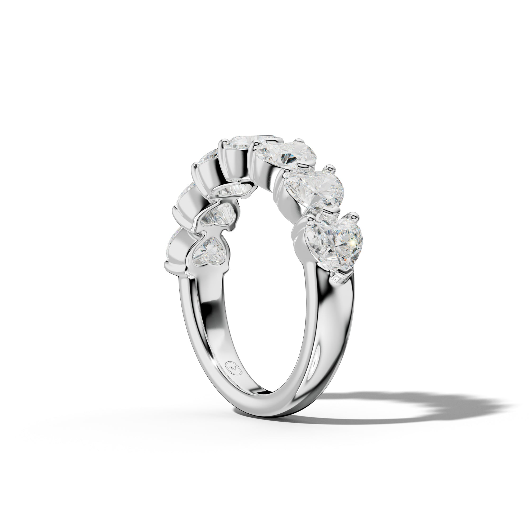 4.0 Carat East West Heart Diamond Half Anniversary Band Shared Prong  Low-Set Design
