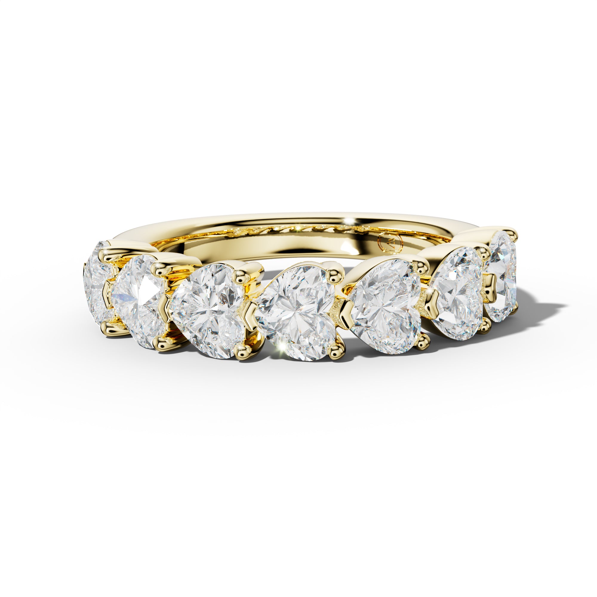 4.0 Carat East West Heart Diamond Half Anniversary Band Shared Prong  Low-Set Design