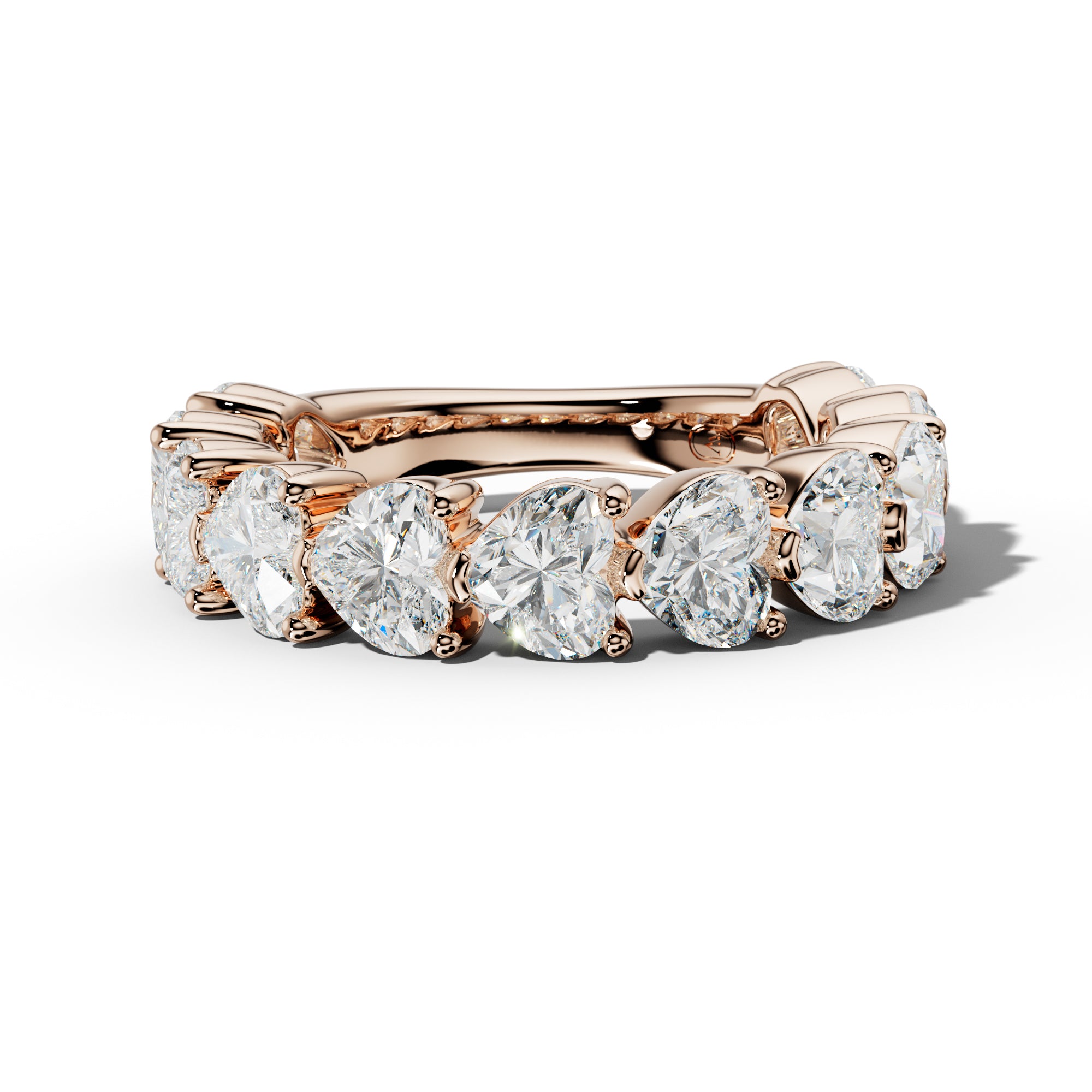 5.0 Carat East West Heart Diamond 3/4 Anniversary Band Shared Prong  Low-Set Design