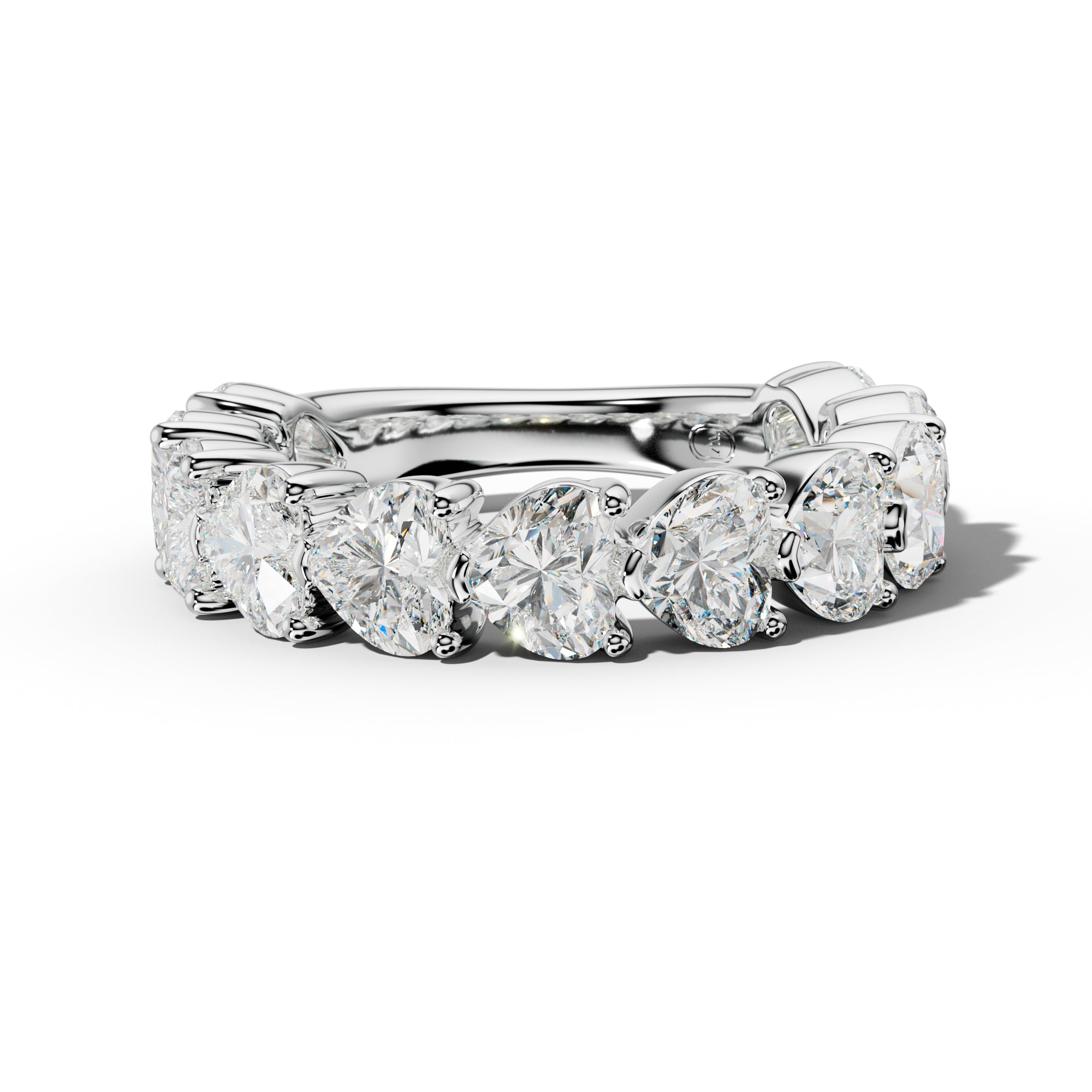 5.0 Carat East West Heart Diamond 3/4 Anniversary Band Shared Prong  Low-Set Design