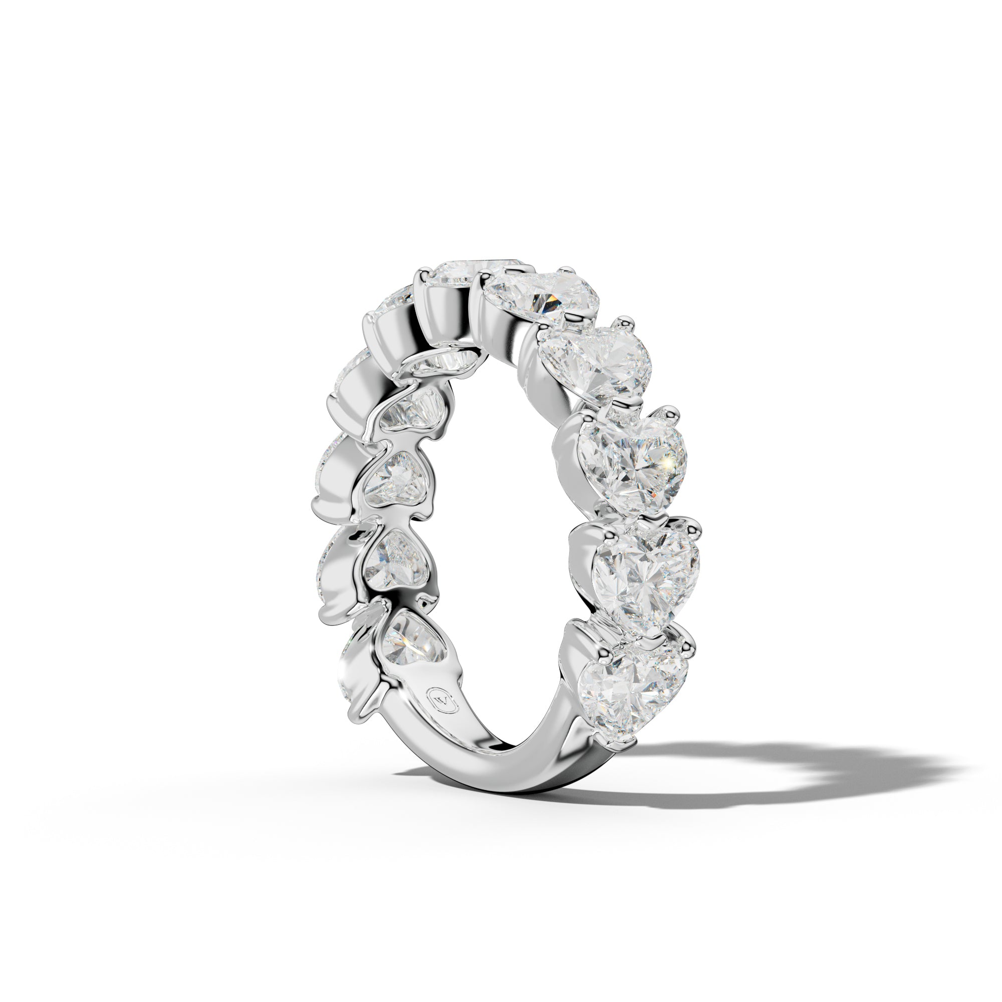 5.0 Carat East West Heart Diamond 3/4 Anniversary Band Shared Prong  Low-Set Design