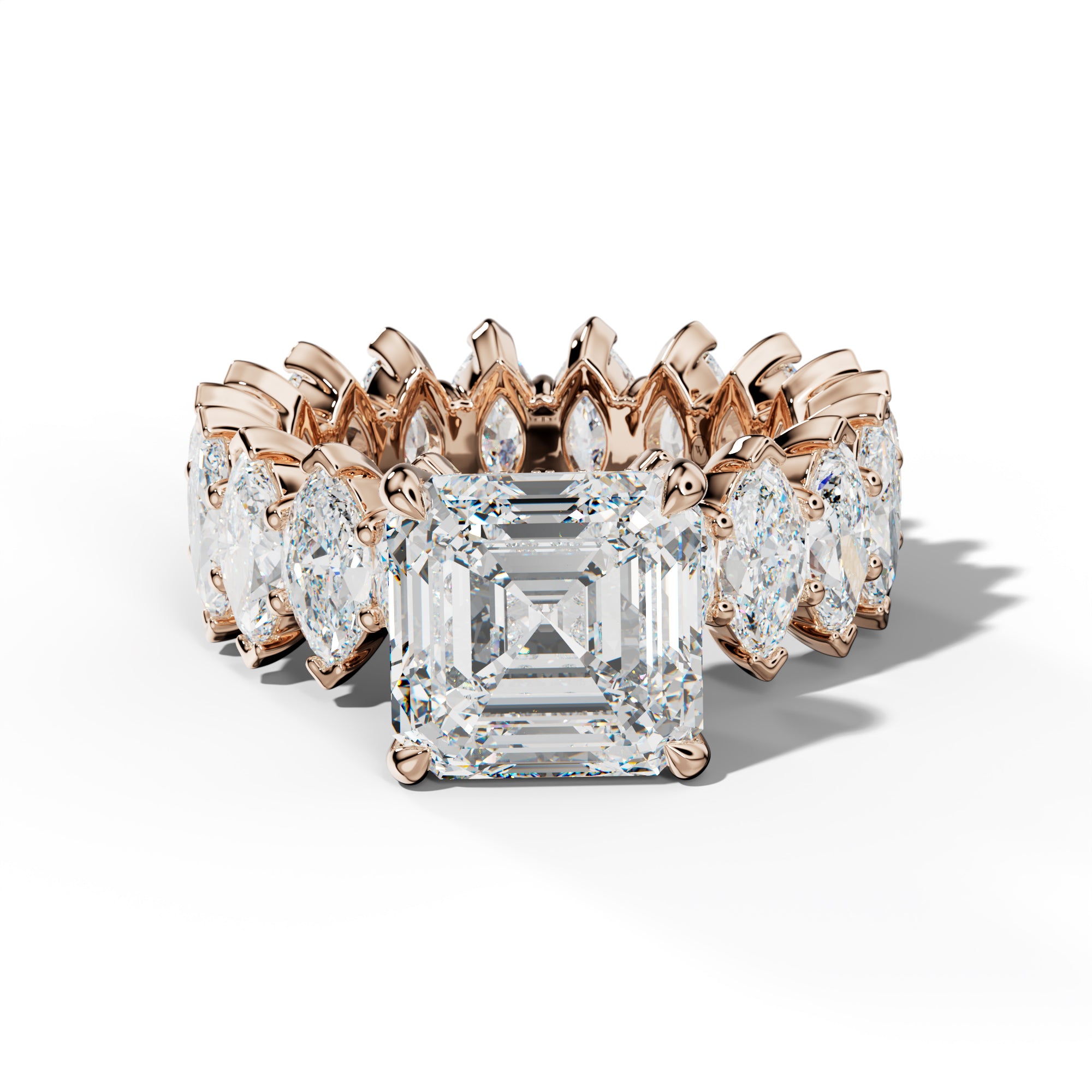 Myla Asscher Diamond Engagement Ring With Marquise Side Stones