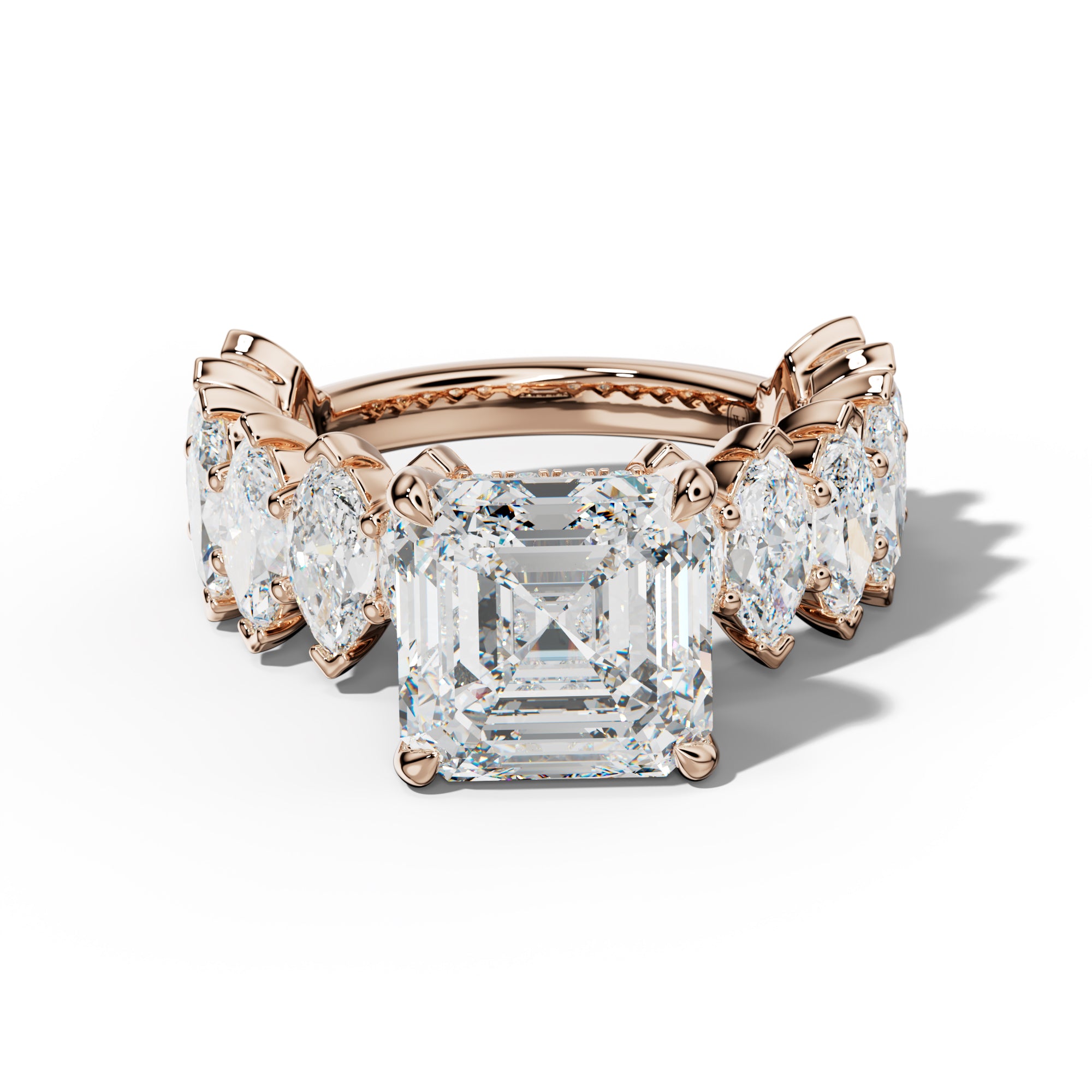 Rayna Asscher Diamond Engagement Ring With Marquise Side Stones