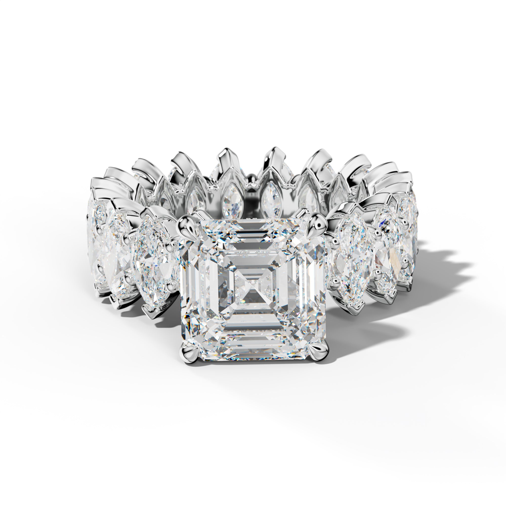 Myla Asscher Diamond Engagement Ring With Marquise Side Stones