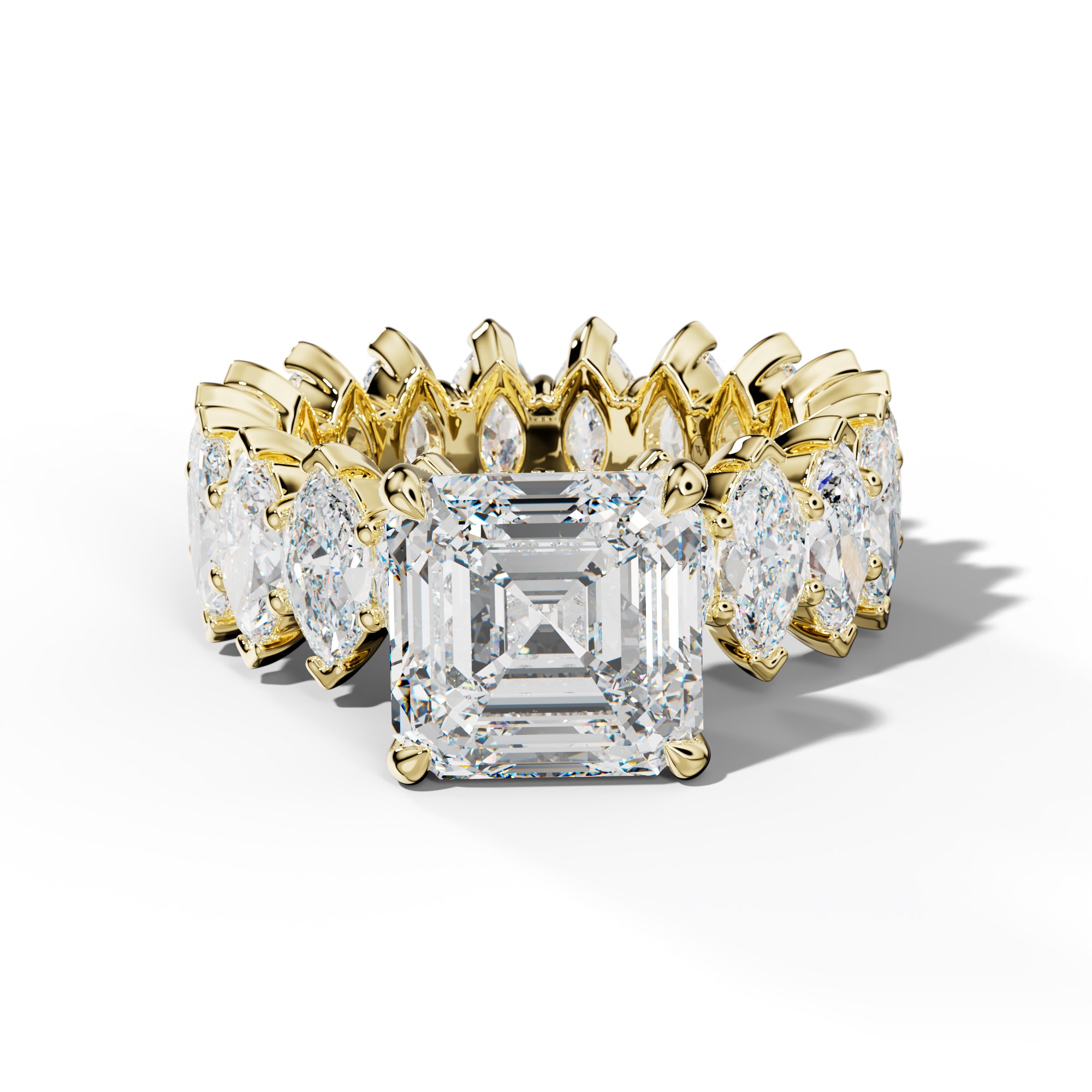 Myla Asscher Diamond Engagement Ring With Marquise Side Stones