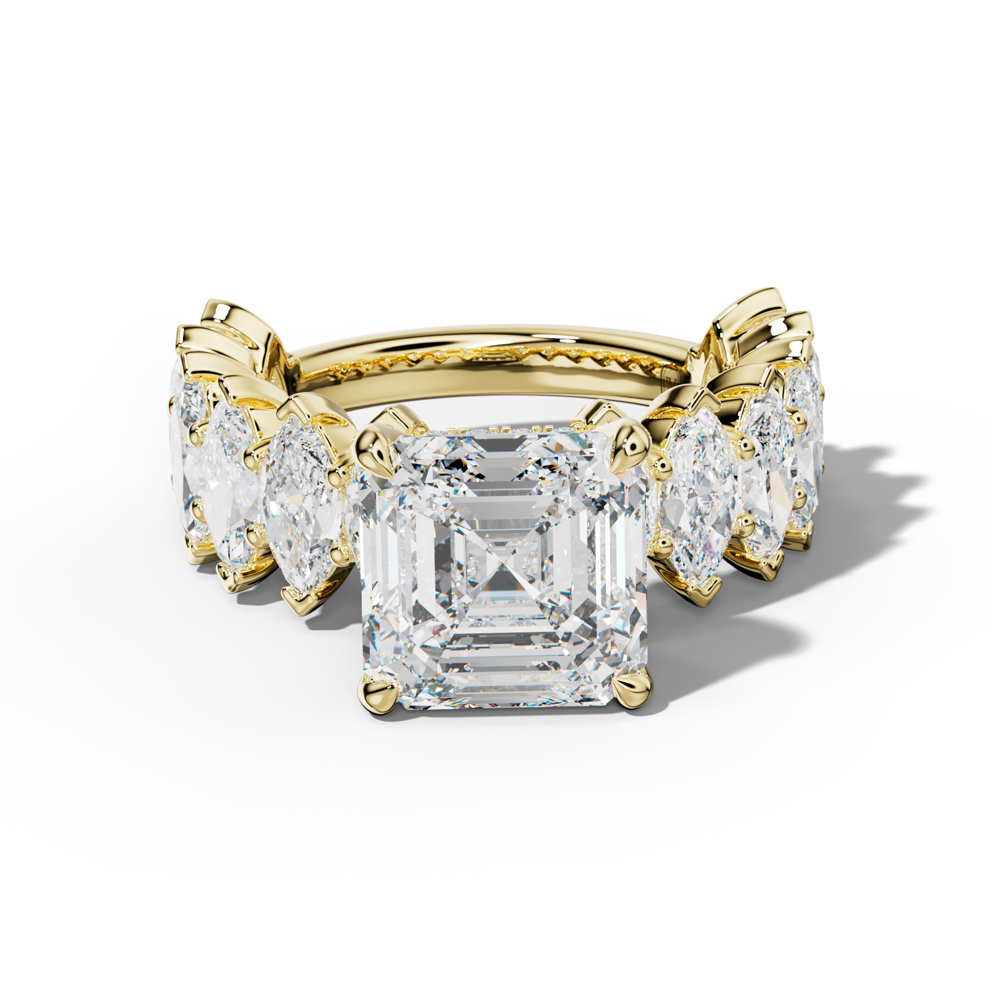 Rayna Asscher Diamond Engagement Ring With Marquise Side Stones