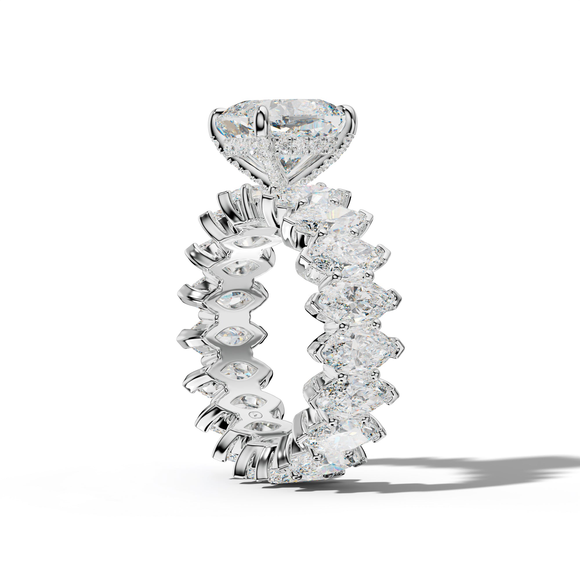 Myla Cushion Diamond Engagement Ring With Marquise Side Stones