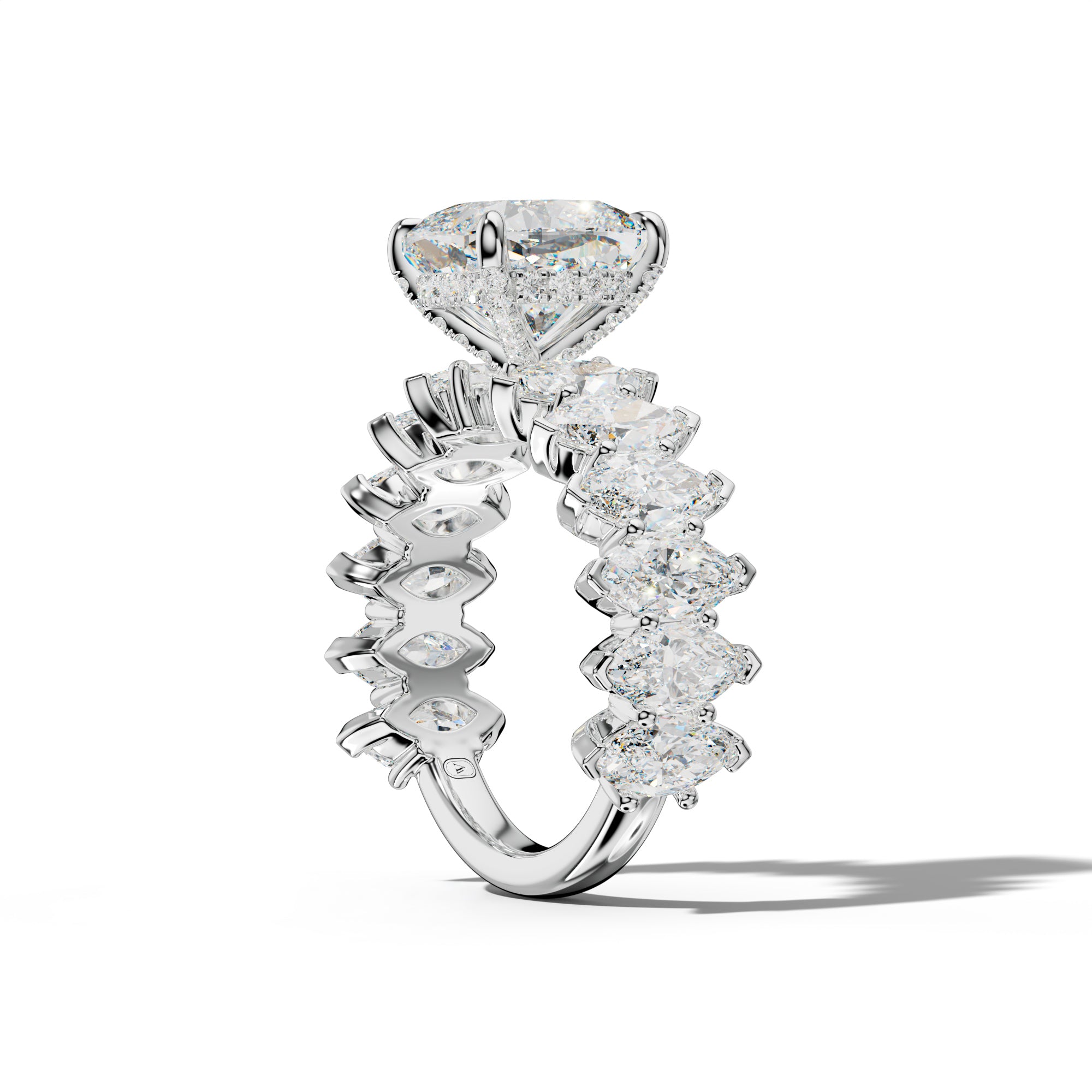 Rayna Cushion Diamond Engagement Ring With Marquise Side Stones