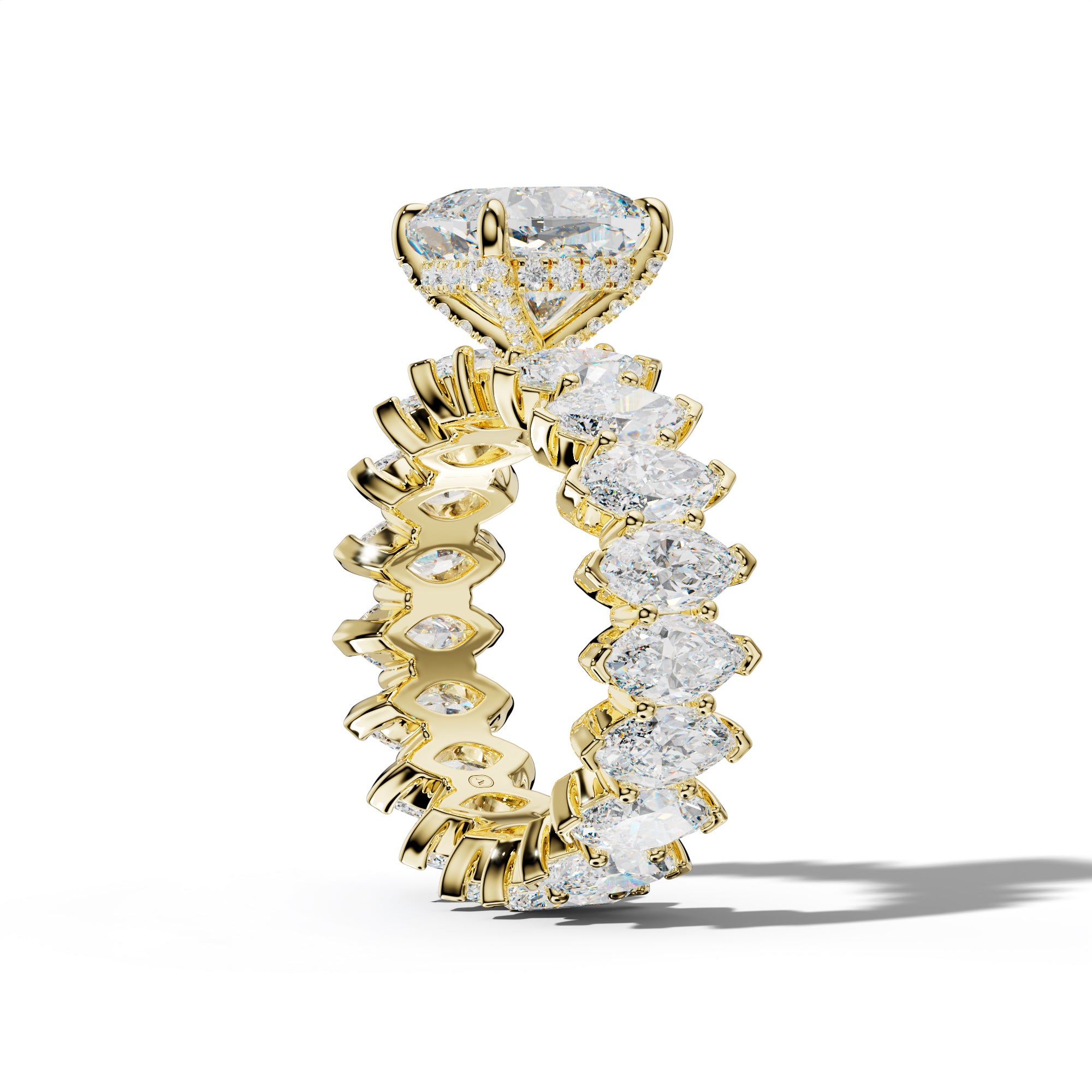 Myla Cushion Diamond Engagement Ring With Marquise Side Stones