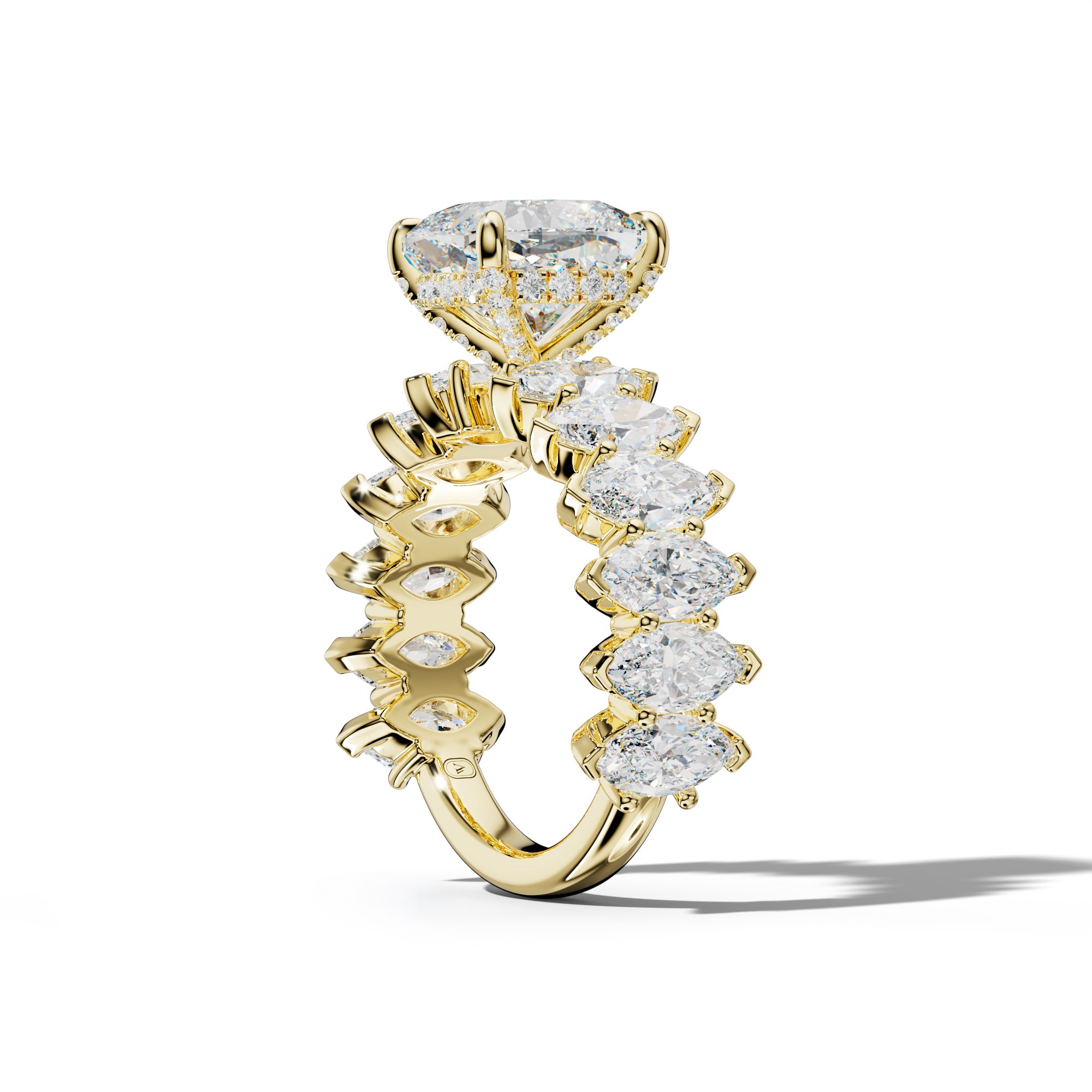 Rayna Cushion Diamond Engagement Ring With Marquise Side Stones