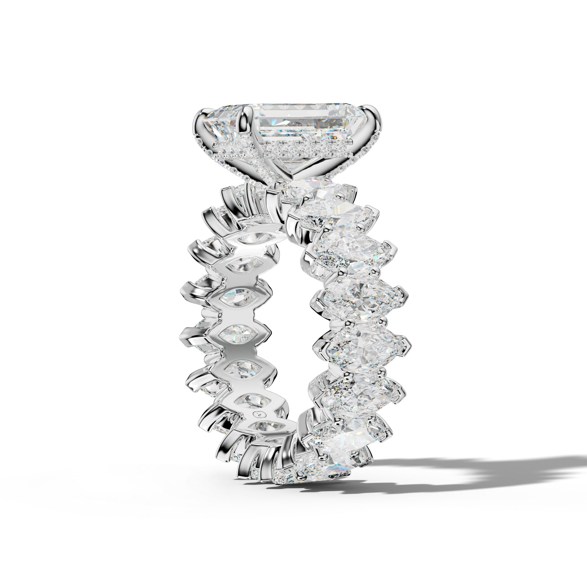 Myla Emerald Cut Engagement Ring With Marquise Side Stones