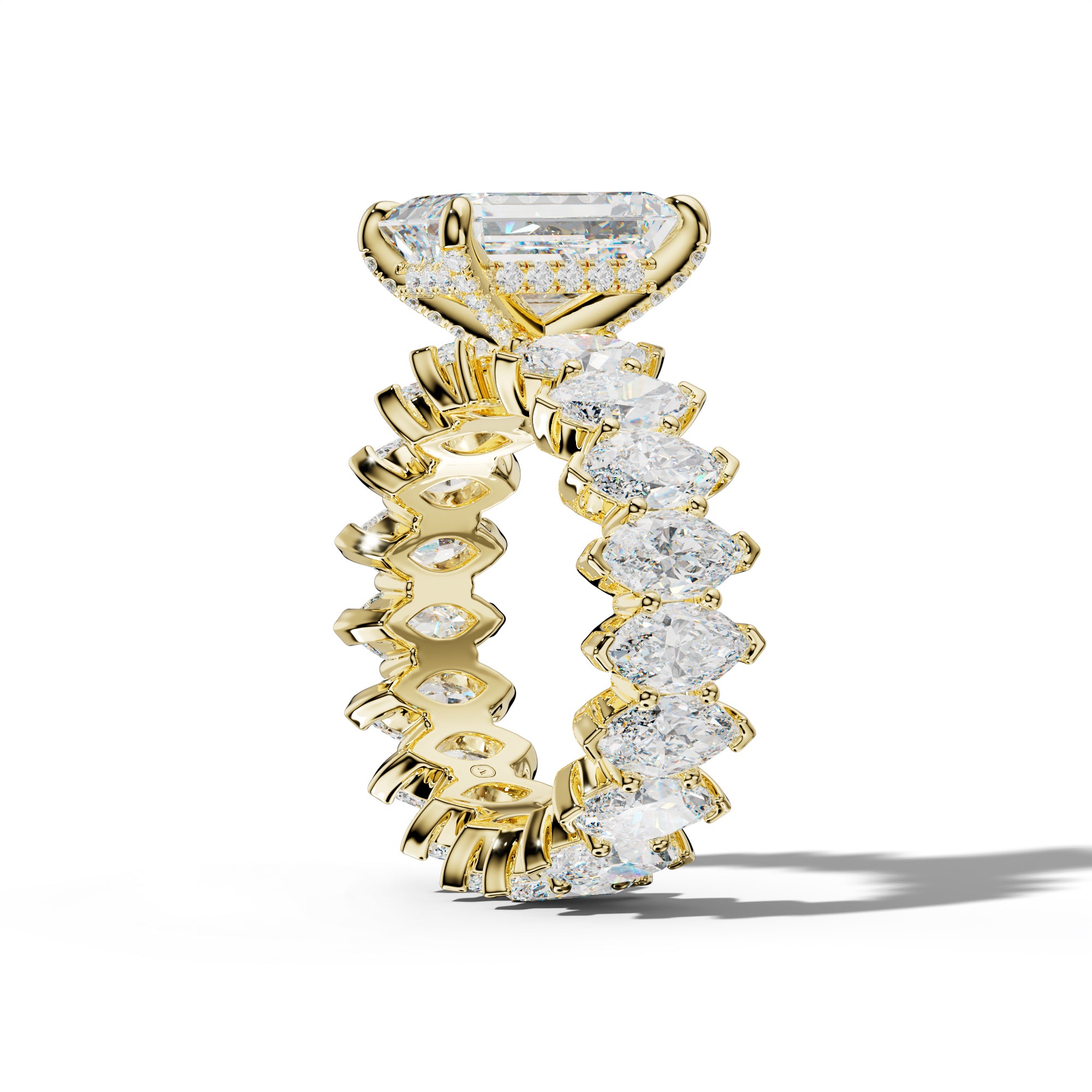 Myla Emerald Cut Engagement Ring With Marquise Side Stones