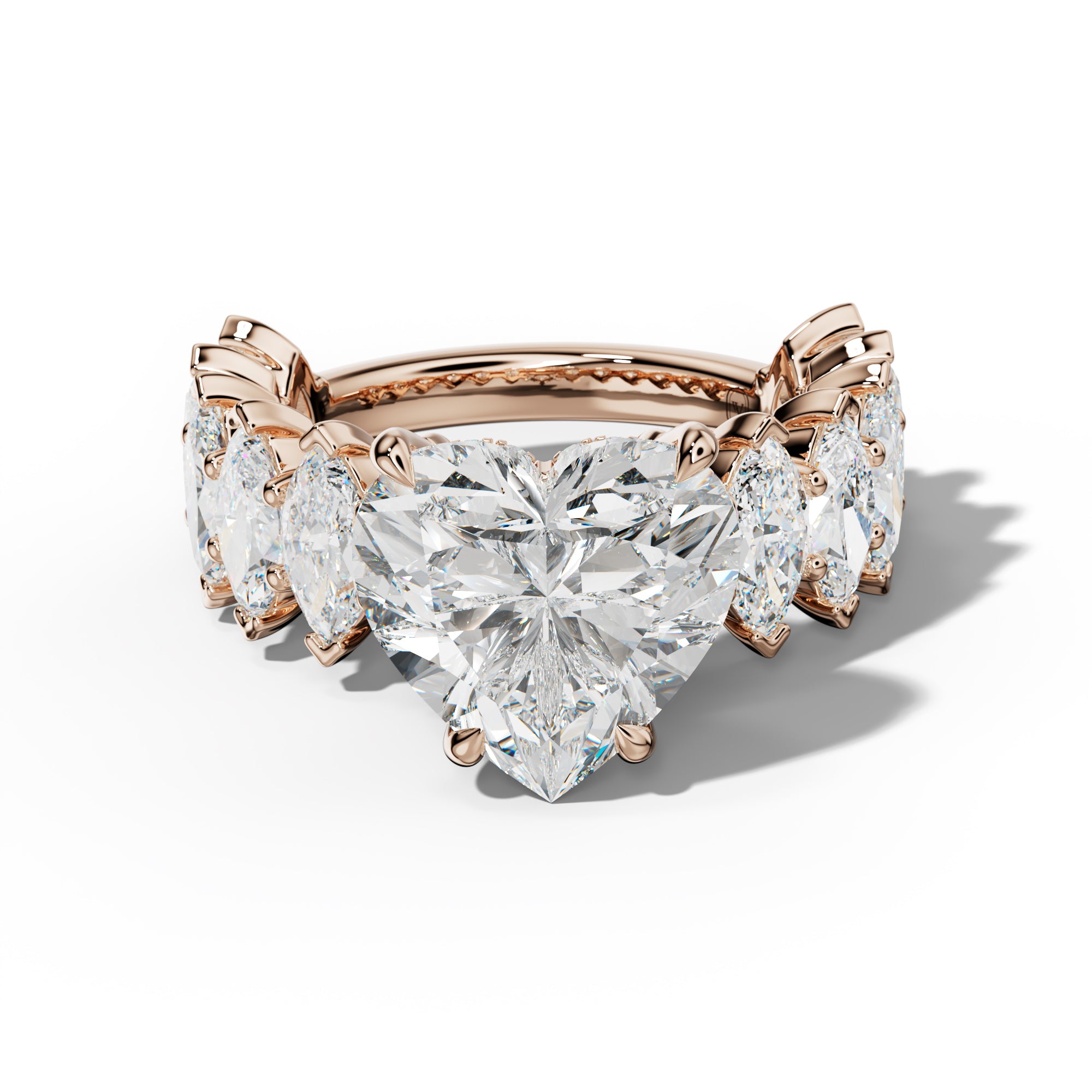 Rayna Heart Diamond Engagement Ring With Marquise Side Stones