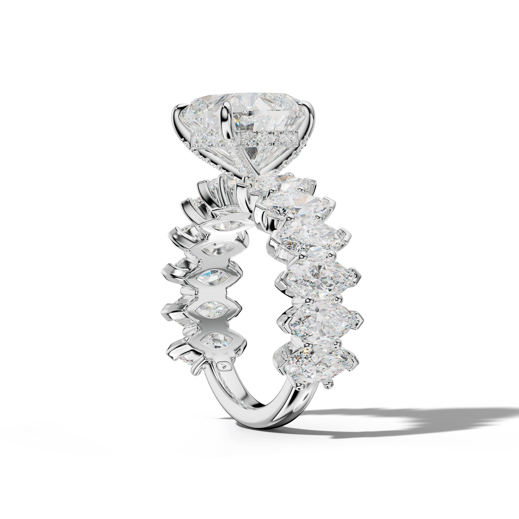 Rayna Heart Diamond Engagement Ring With Marquise Side Stones