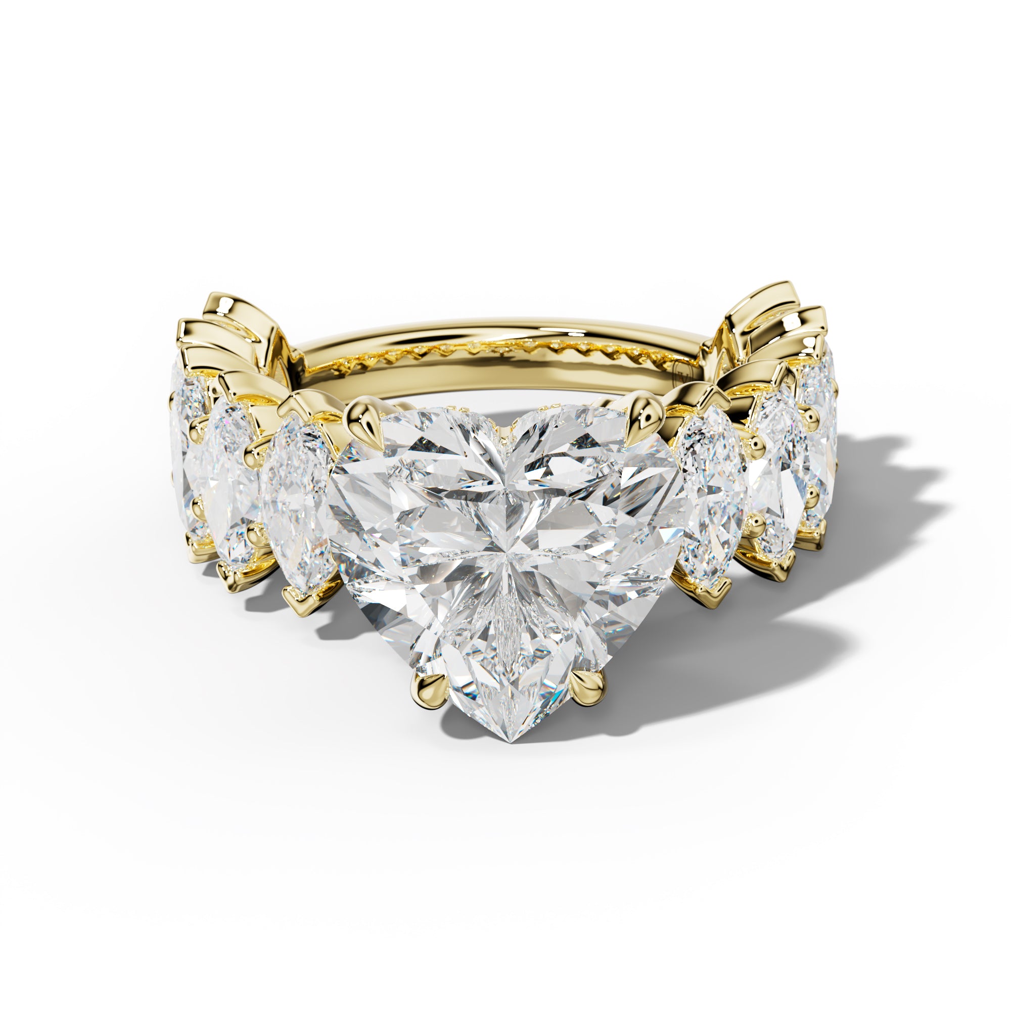 Rayna Heart Diamond Engagement Ring With Marquise Side Stones