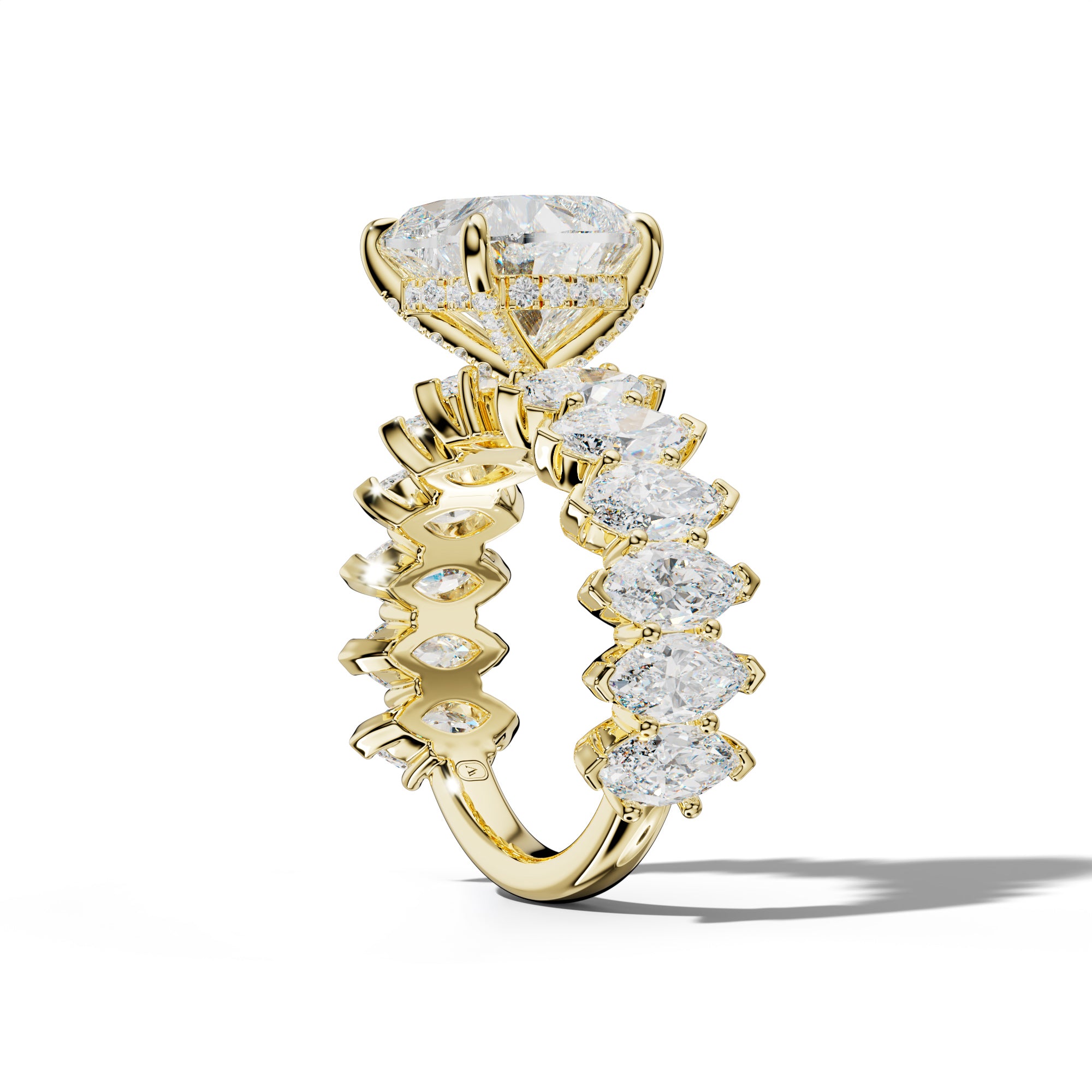 Rayna Heart Diamond Engagement Ring With Marquise Side Stones