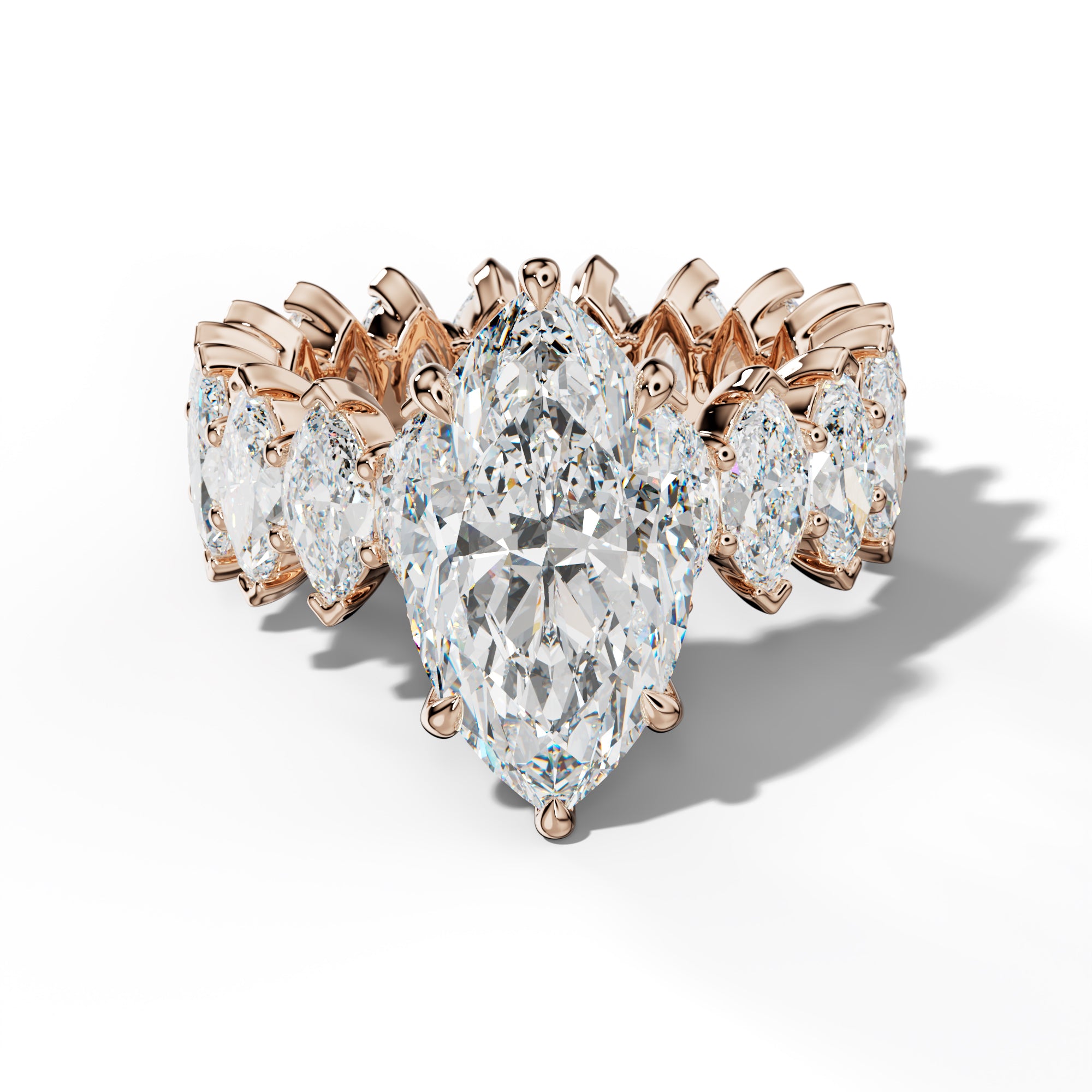 Myla Marquise Diamond Engagement Ring With Marquise Side Stones
