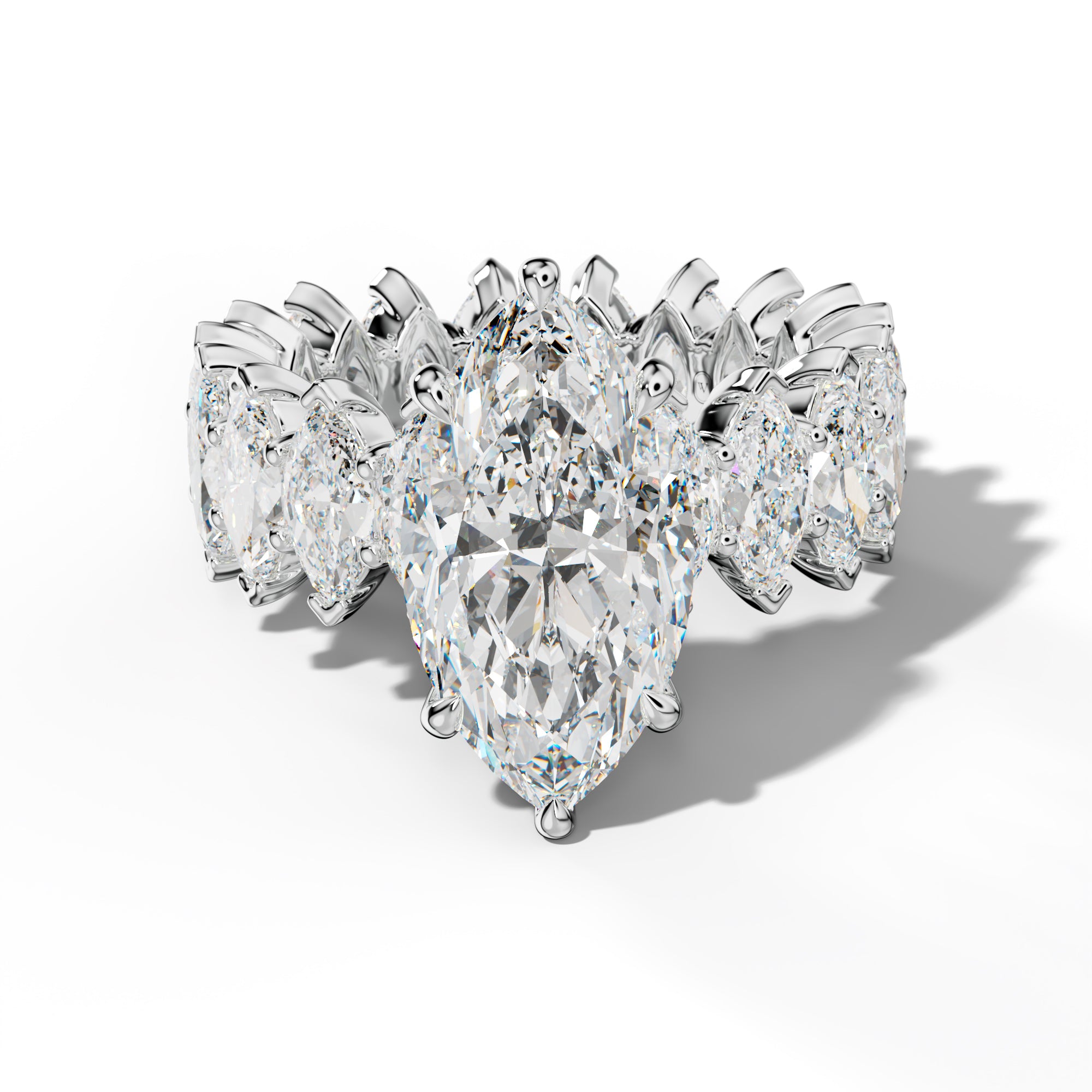 Myla Marquise Diamond Engagement Ring With Marquise Side Stones