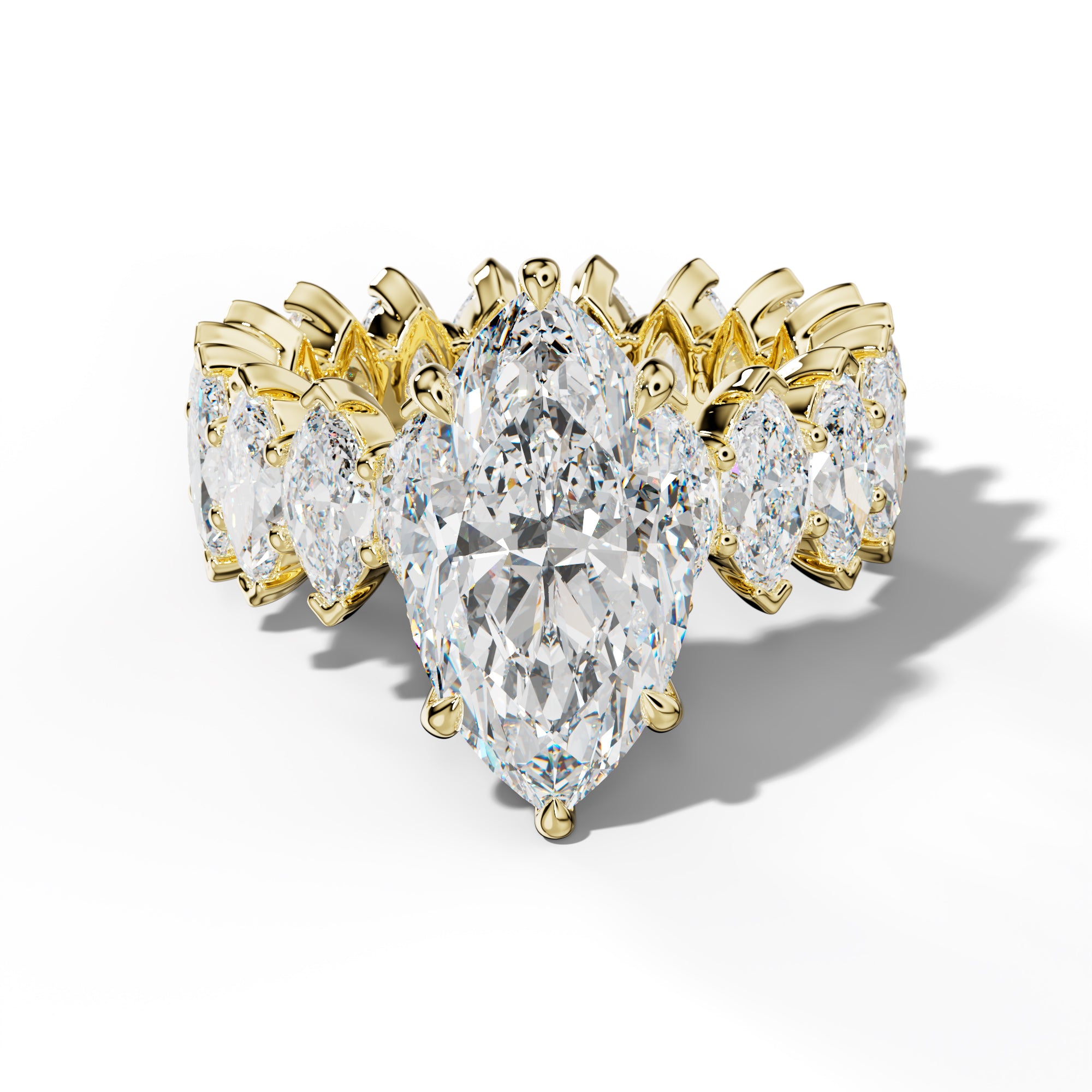 Myla Marquise Diamond Engagement Ring With Marquise Side Stones