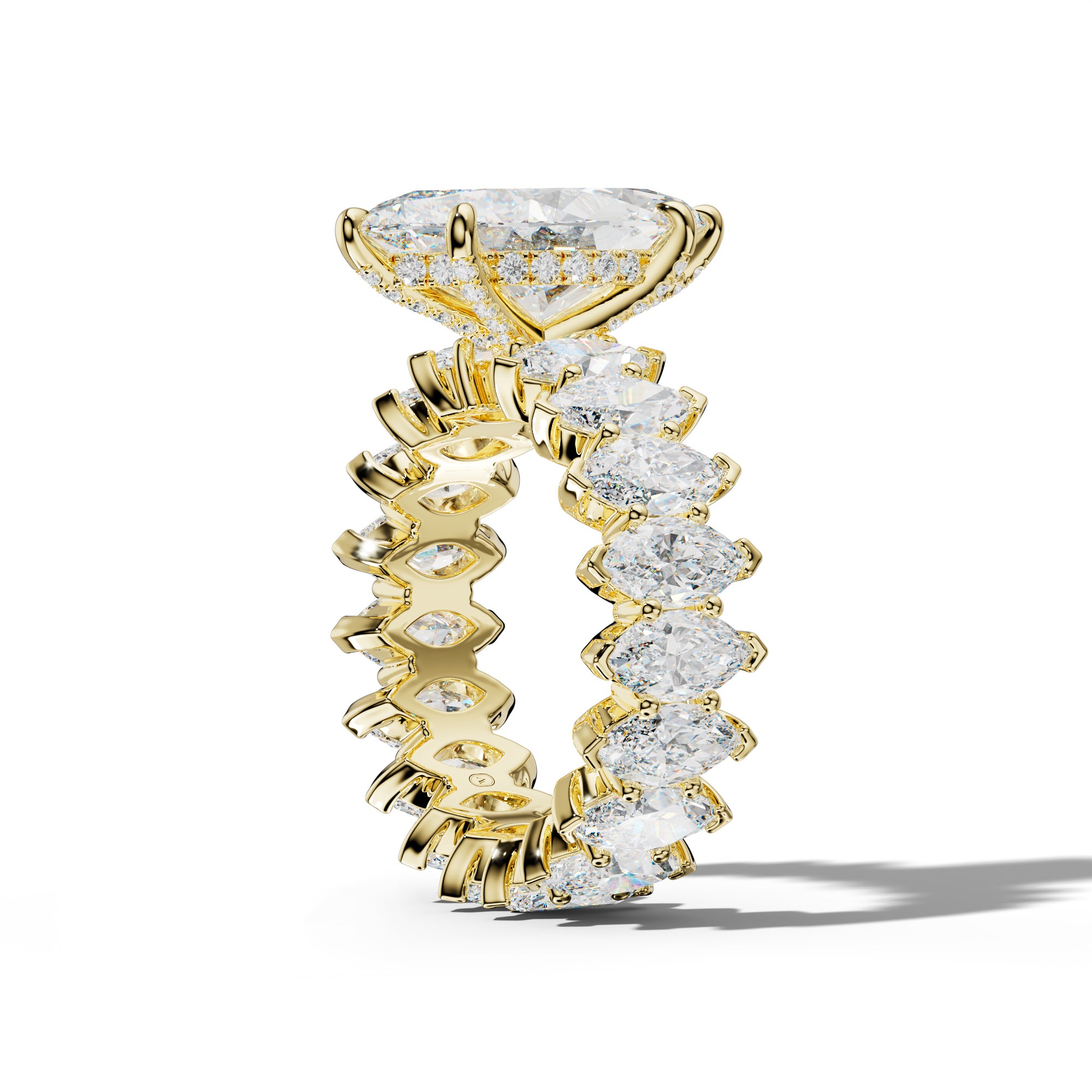 Myla Marquise Diamond Engagement Ring With Marquise Side Stones