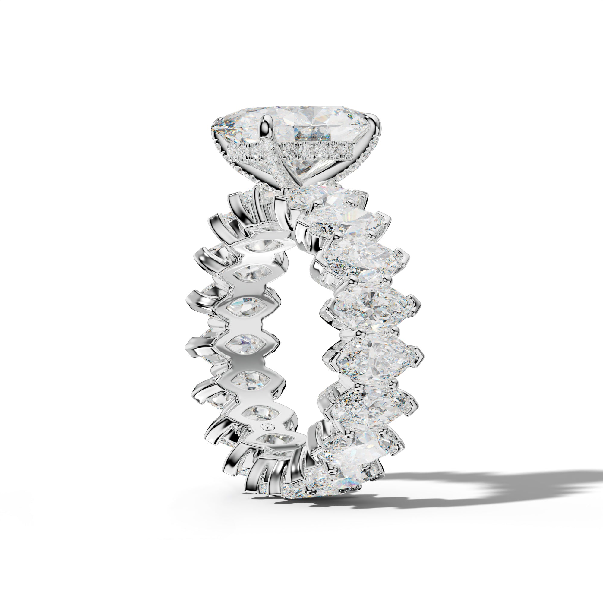 Myla Oval Diamond Engagement Ring With Marquise Side Stones