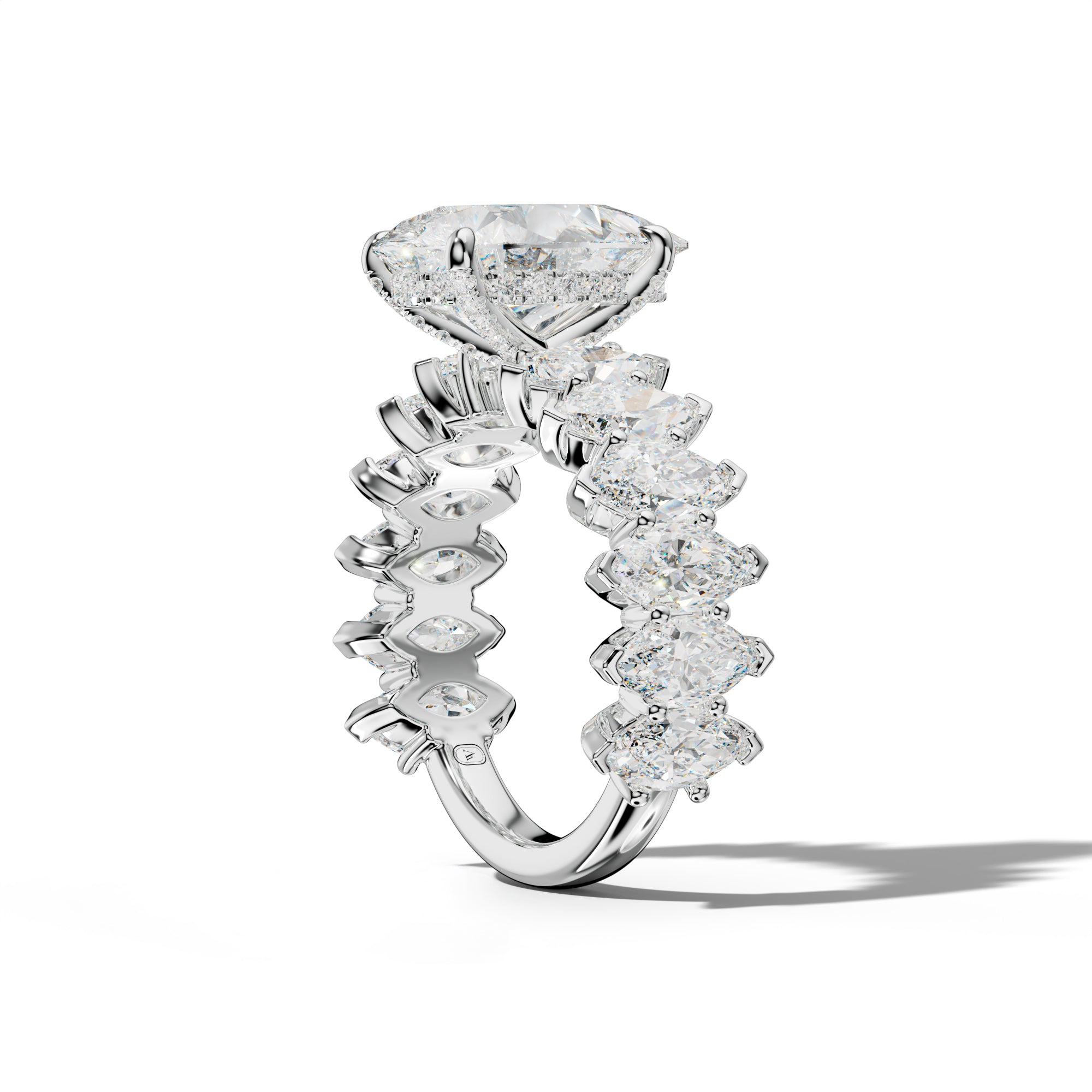Rayna Oval Diamond Engagement Ring With Marquise Side Stones