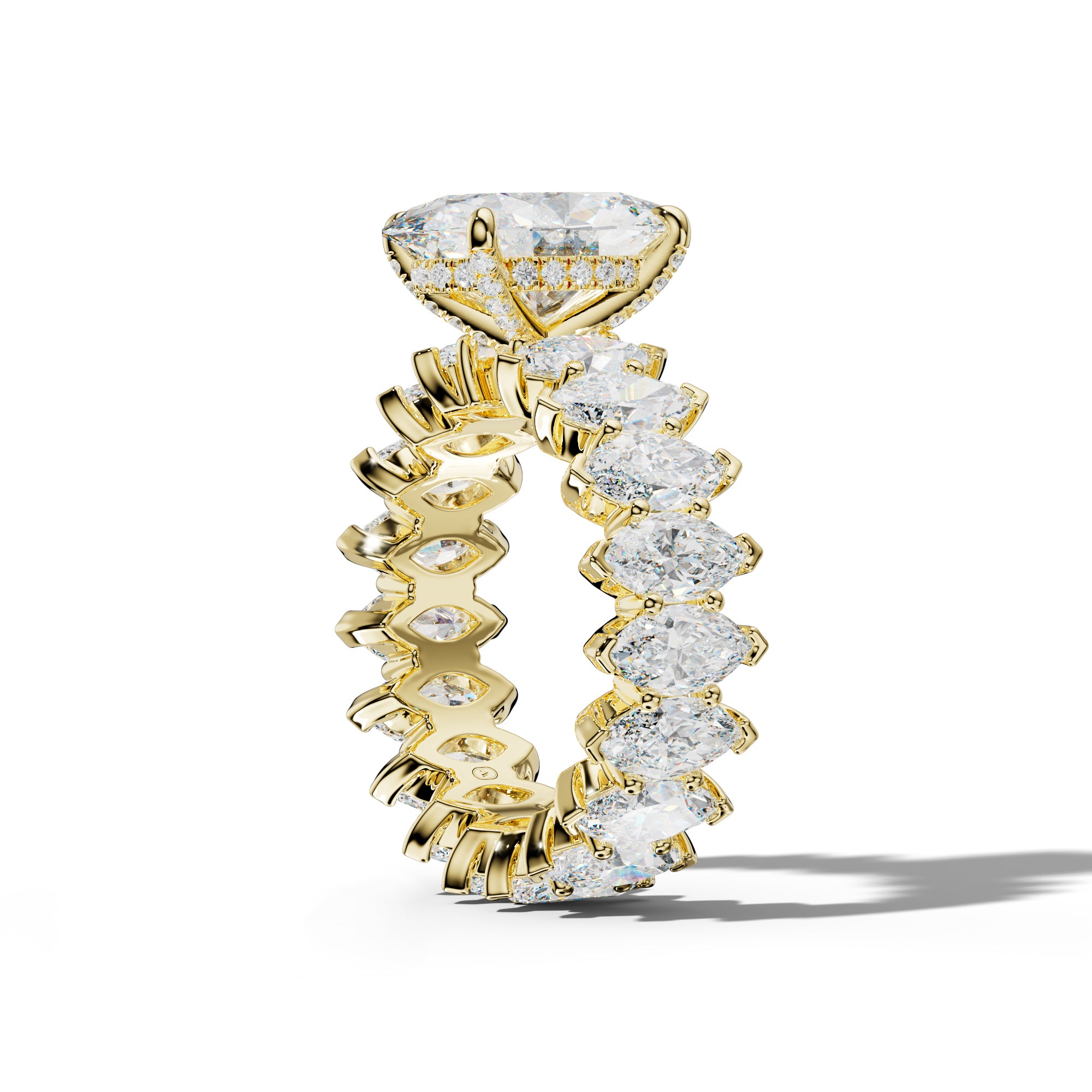 Myla Oval Diamond Engagement Ring With Marquise Side Stones