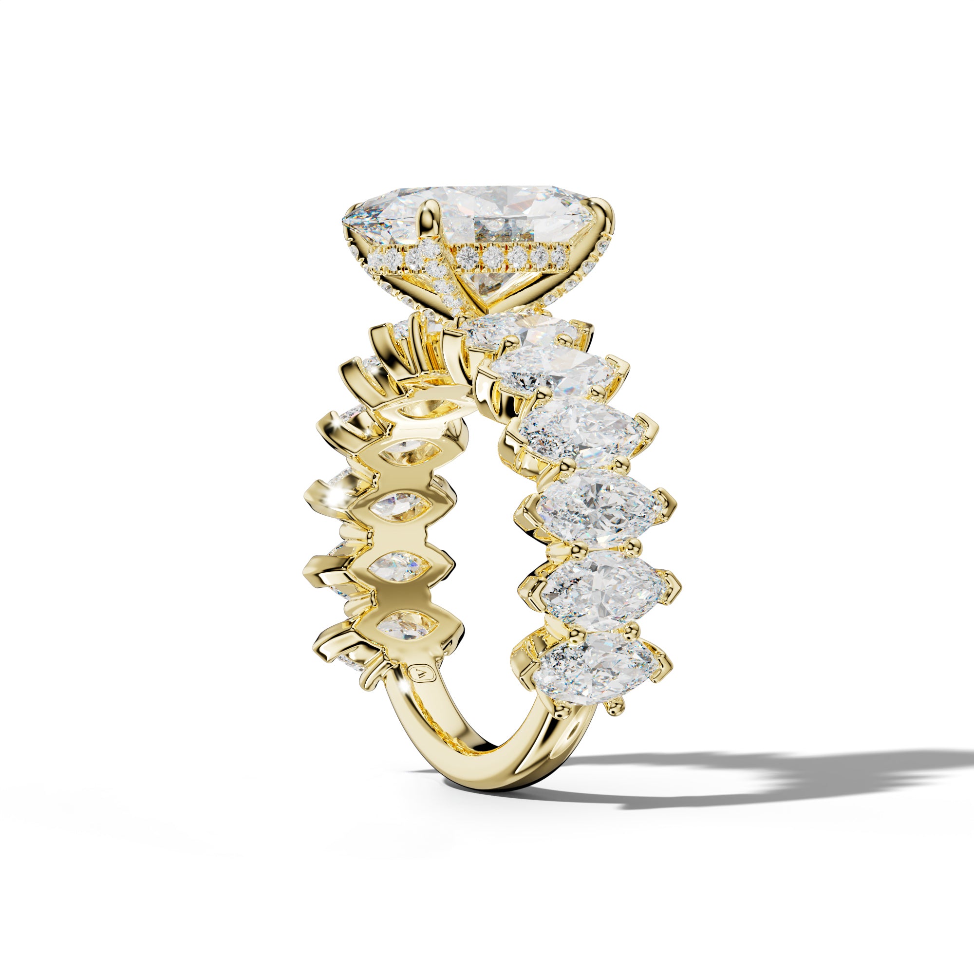 Rayna Oval Diamond Engagement Ring With Marquise Side Stones