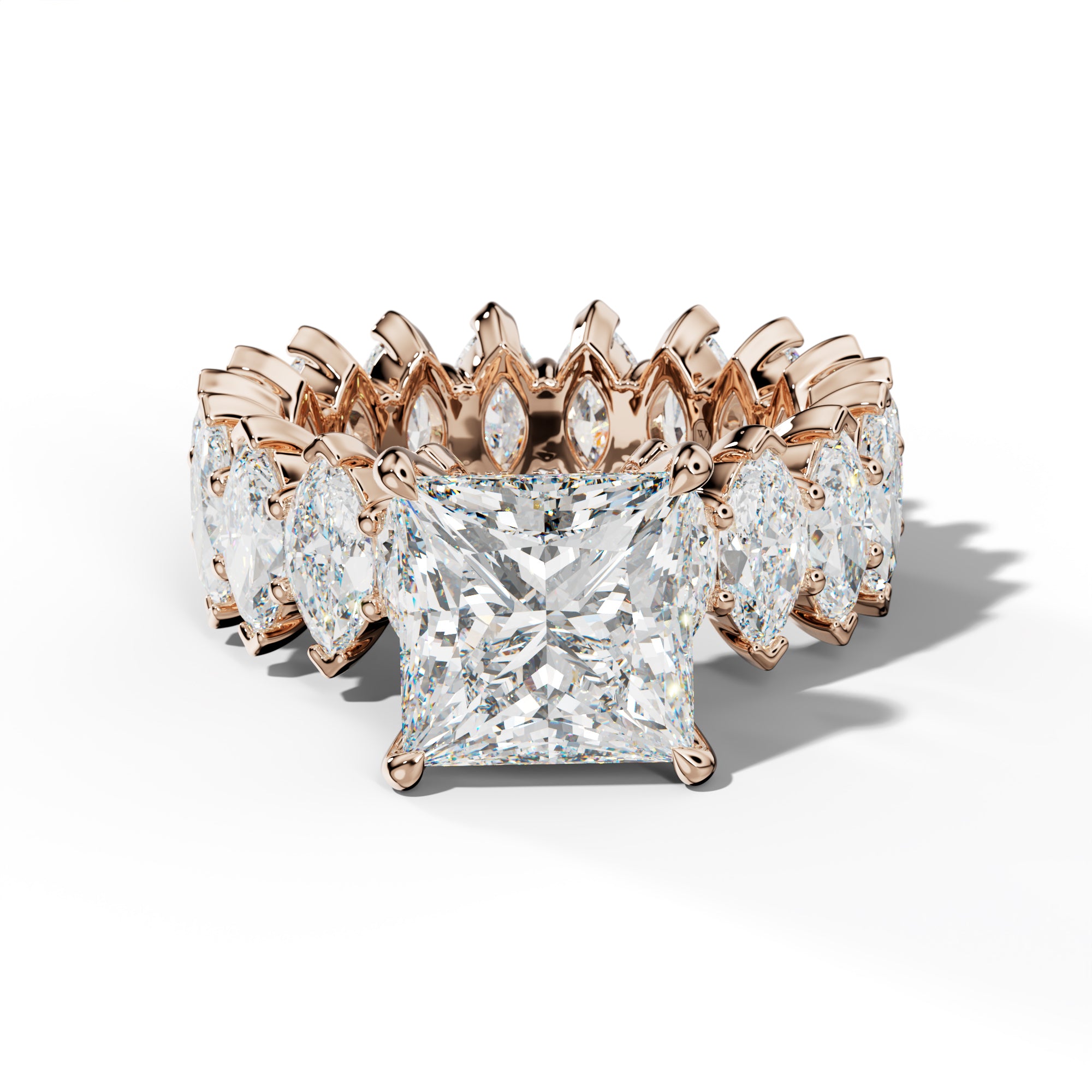 Myla Princess Cut Engagement Ring With Marquise Side Stones
