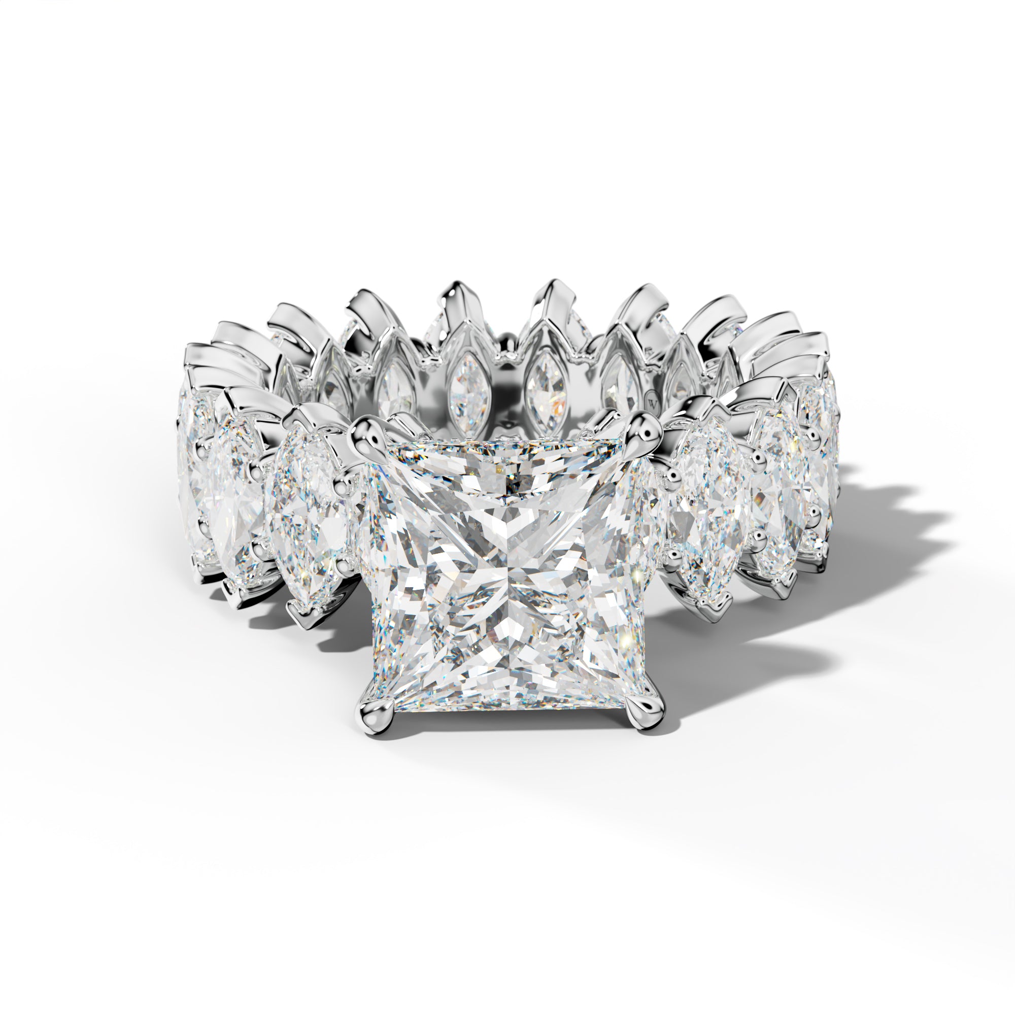 Myla Princess Cut Engagement Ring With Marquise Side Stones