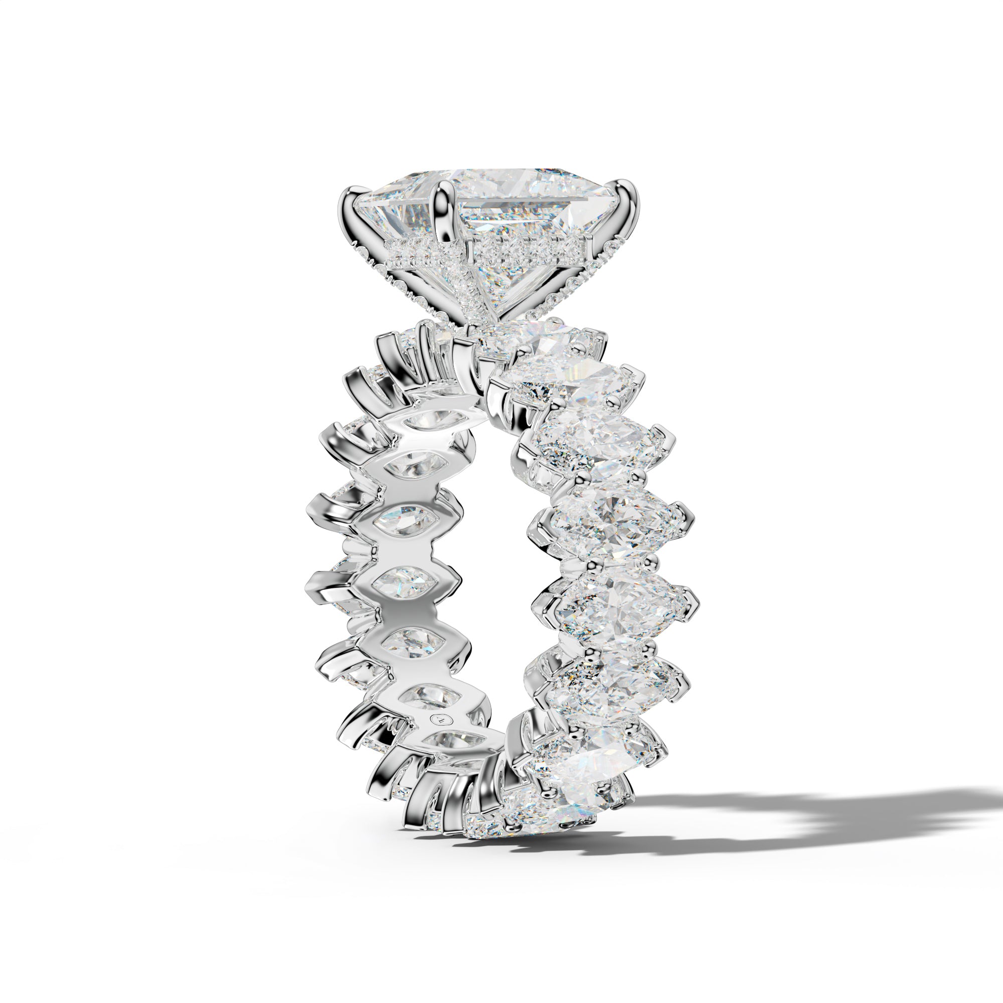 Myla Princess Cut Engagement Ring With Marquise Side Stones
