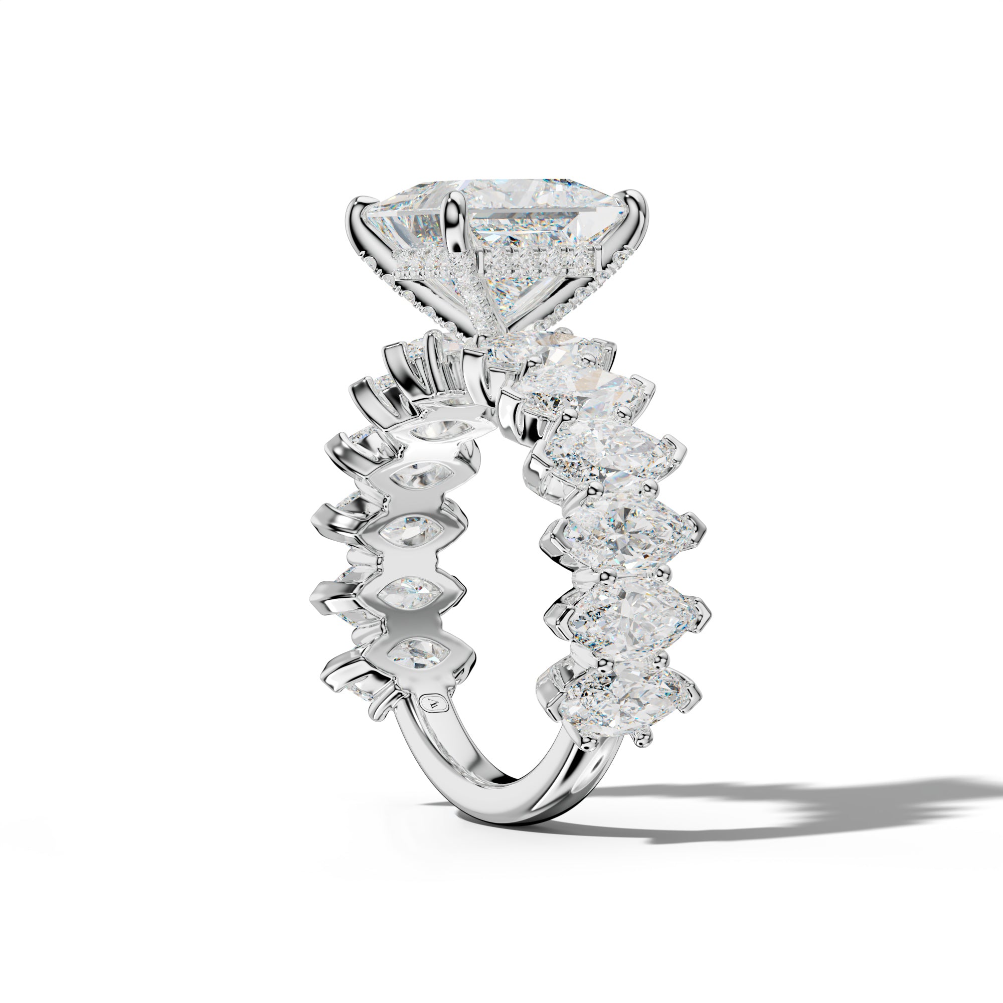 Rayna Princess Cut Engagement Ring With Marquise Side Stones
