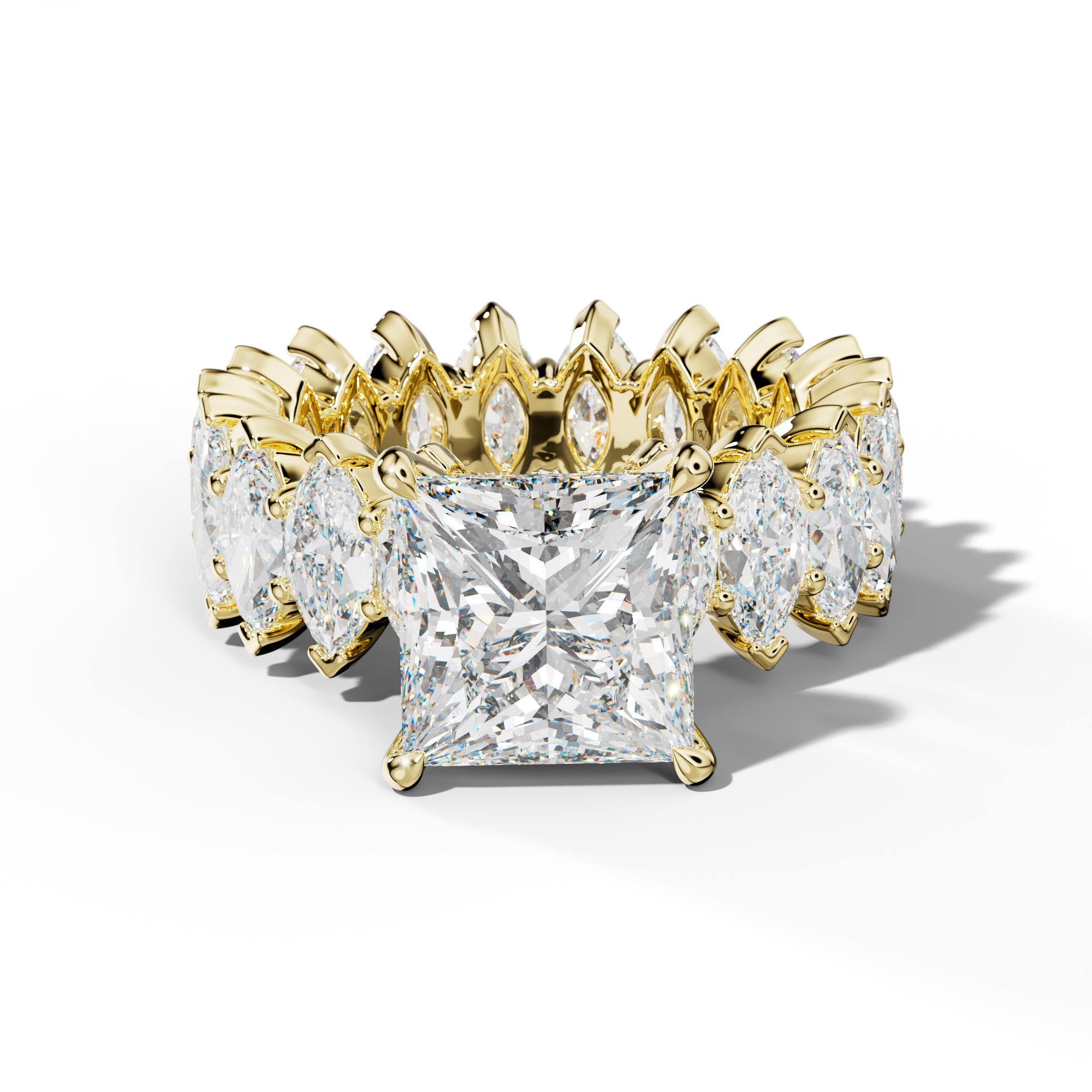 Myla Princess Cut Engagement Ring With Marquise Side Stones