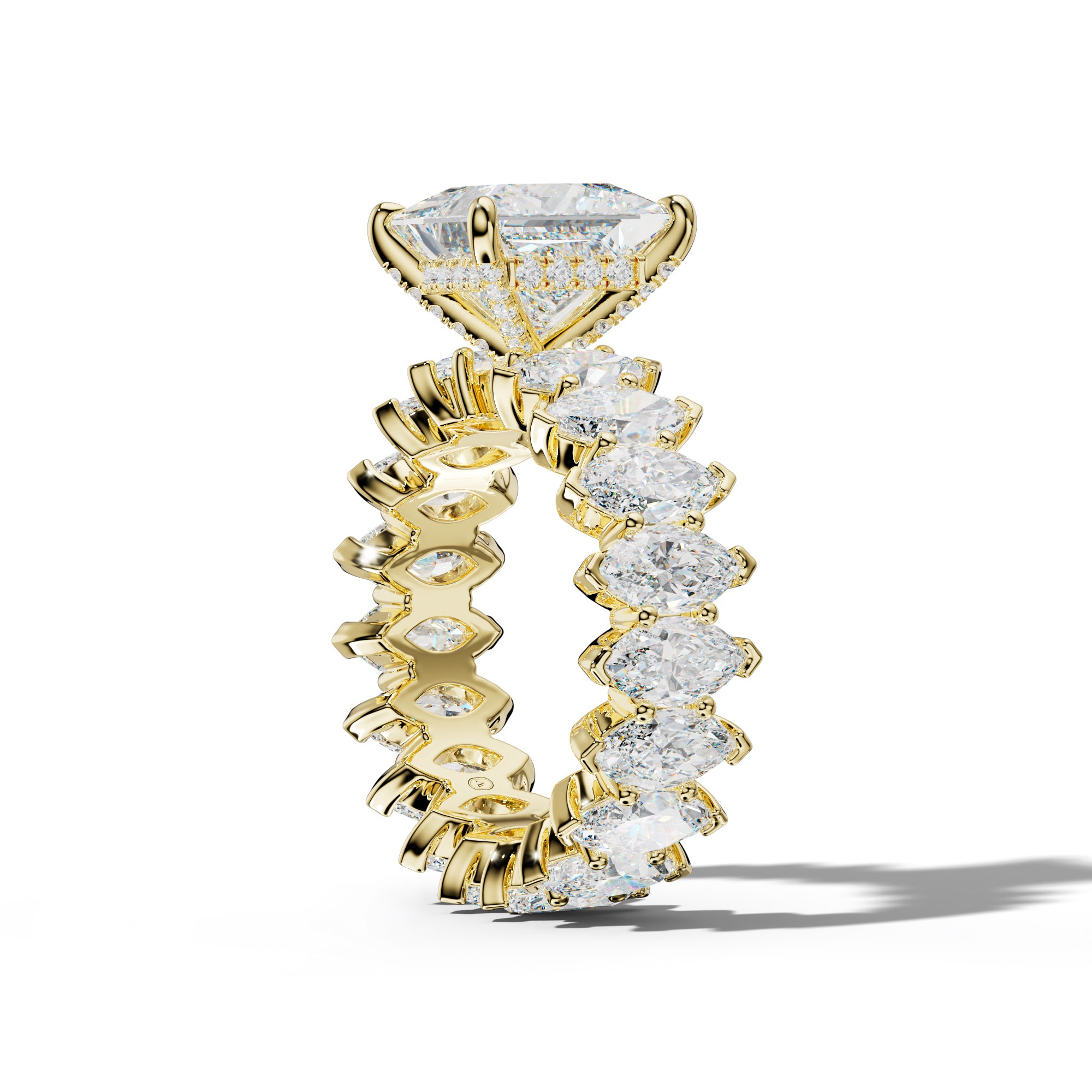 Myla Princess Cut Engagement Ring With Marquise Side Stones