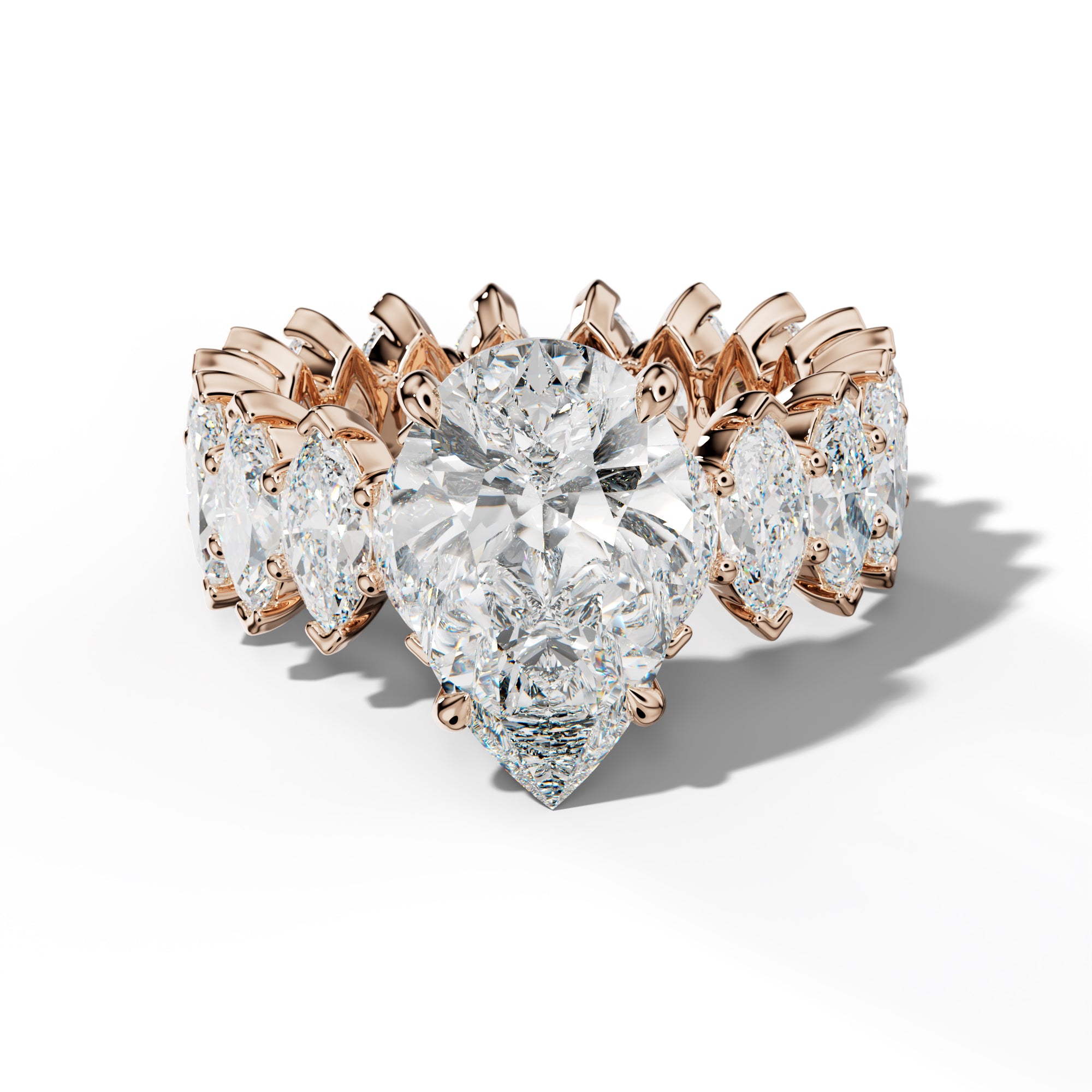 Myla Pear Shape Engagement Ring With Marquise Side Stones